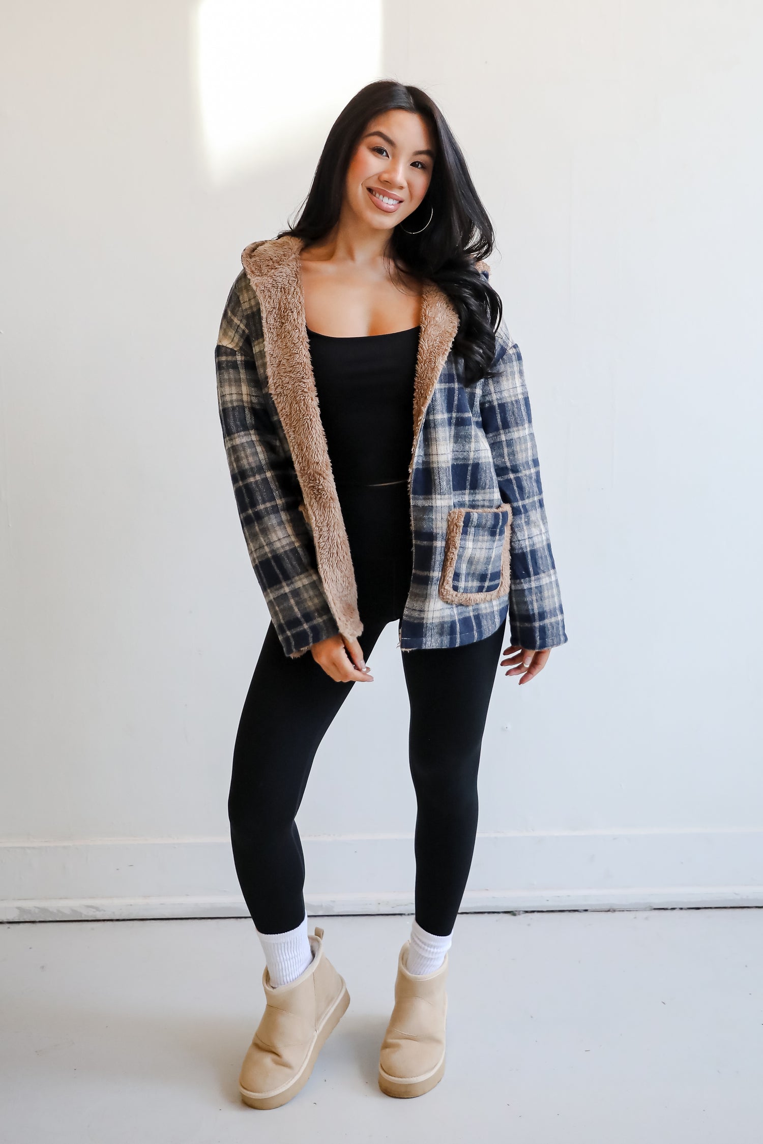 Perfected Comfort Reversible Sherpa Plaid Jacket