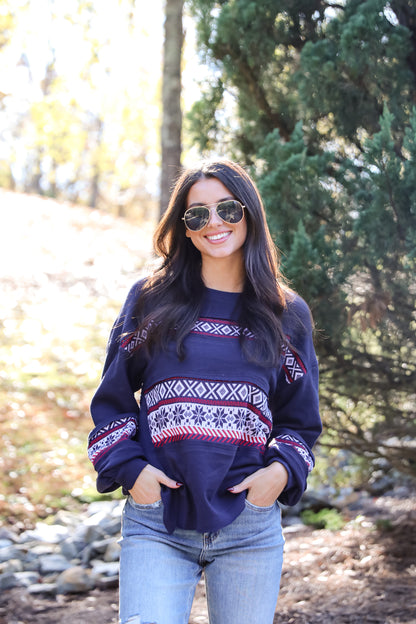 Snowy Snuggles Navy Fair Isle Pullover