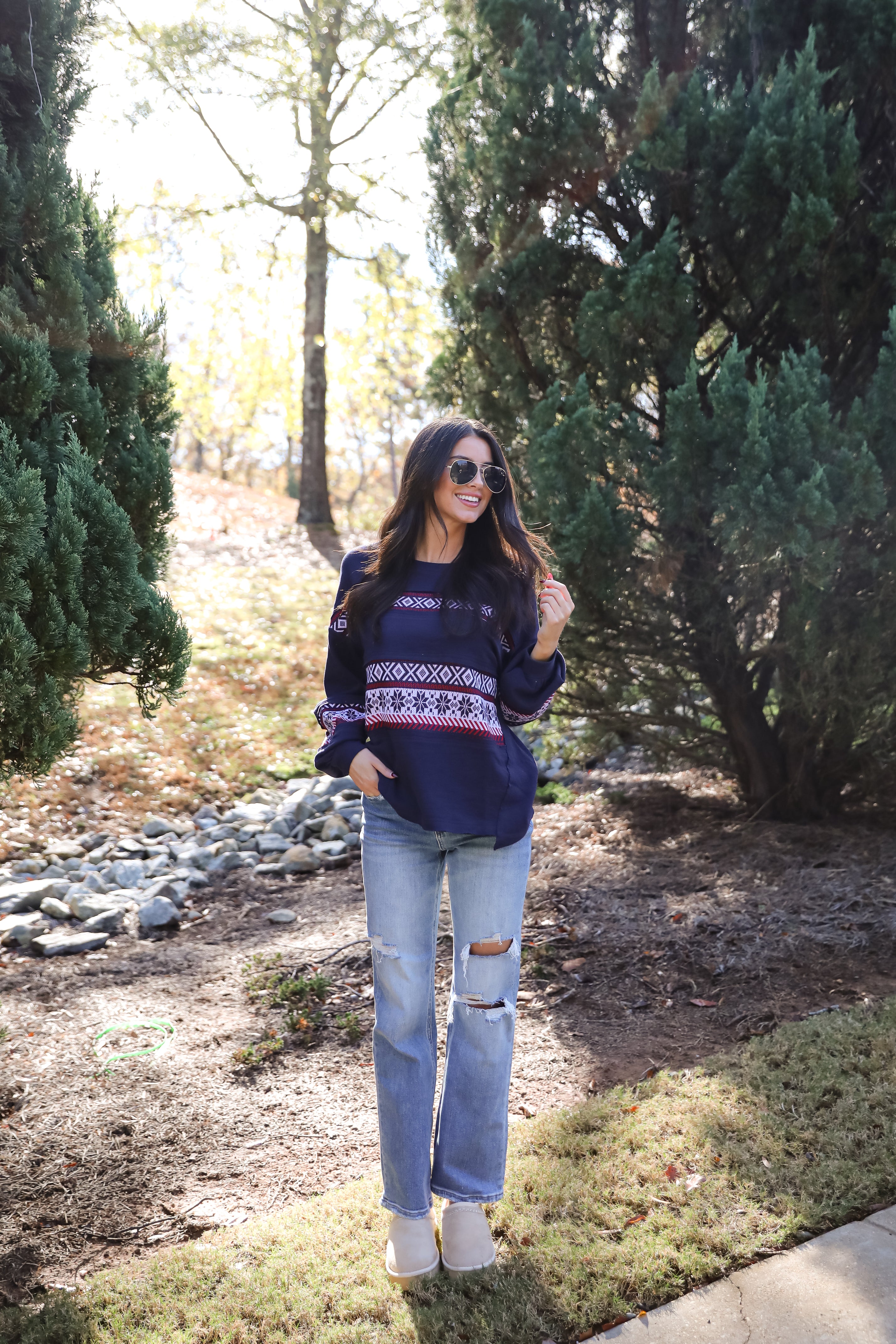 Snowy Snuggles Navy Fair Isle Pullover