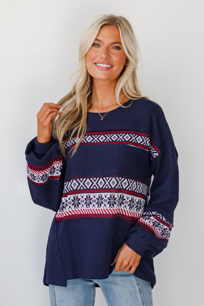 Snowy Snuggles Navy Fair Isle Pullover