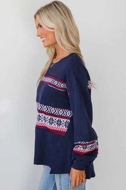 Snowy Snuggles Navy Fair Isle Pullover