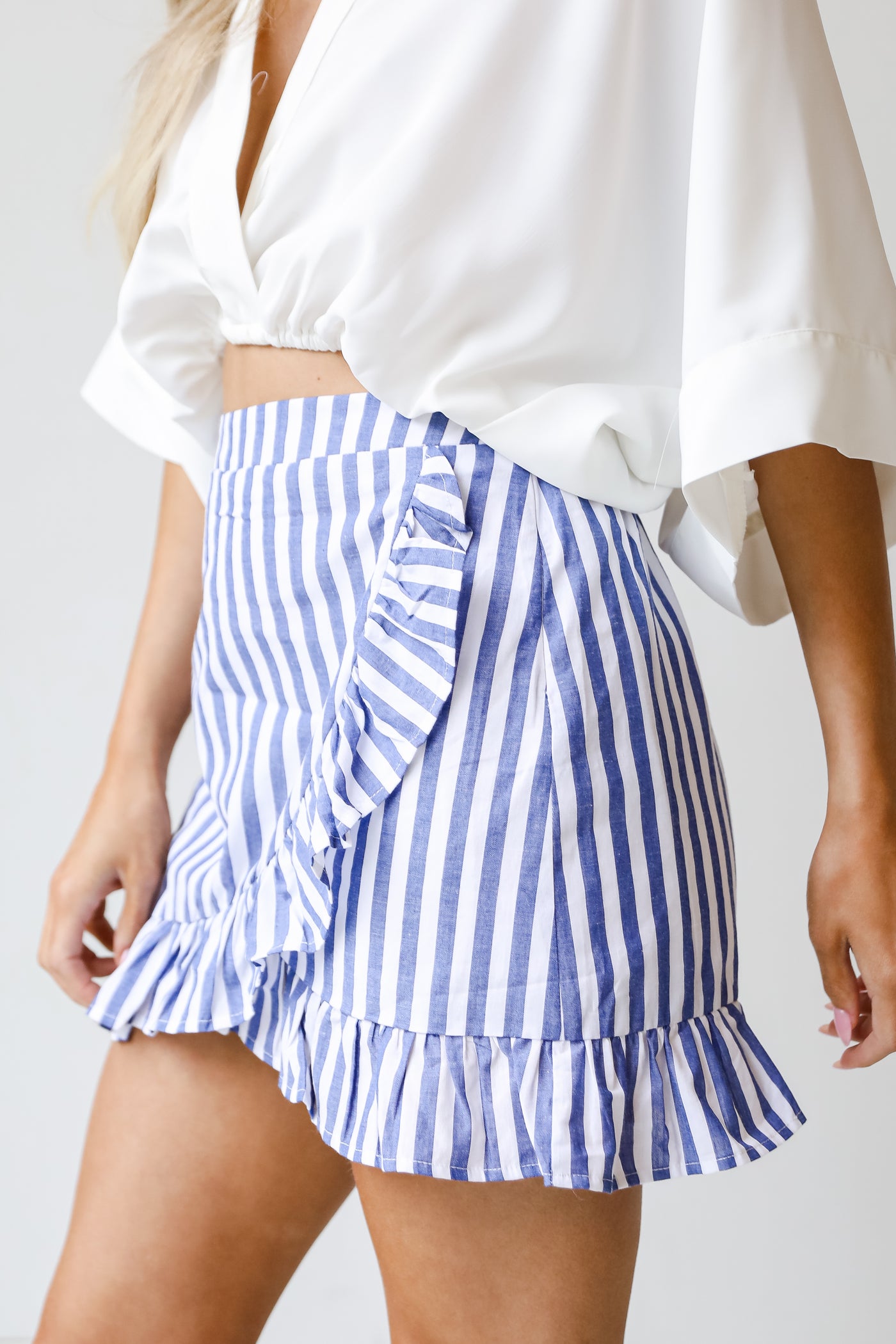 Striped Ruffle Mini Skirt side view