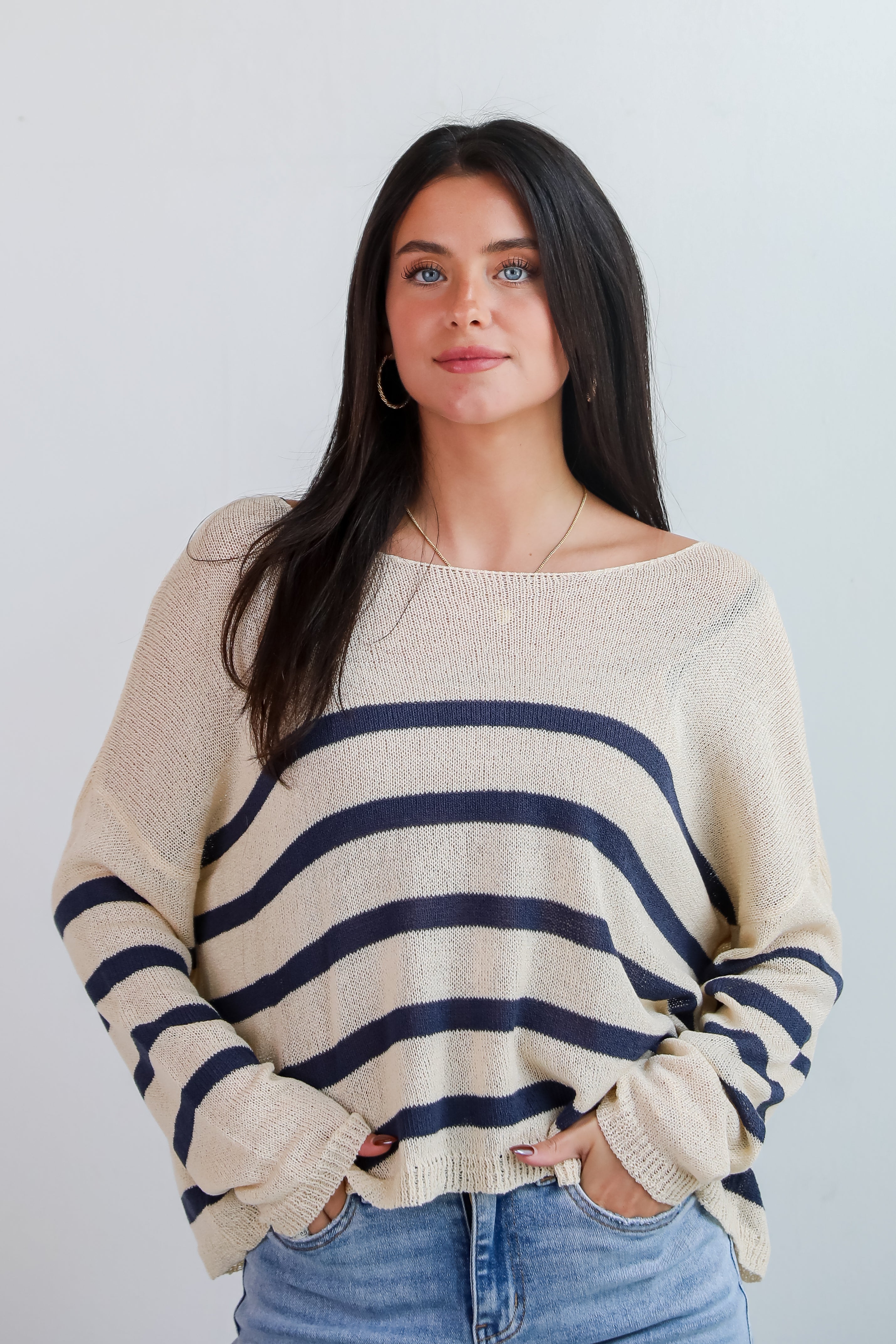 Stylish Promise Striped Lightweight Knit Sweater