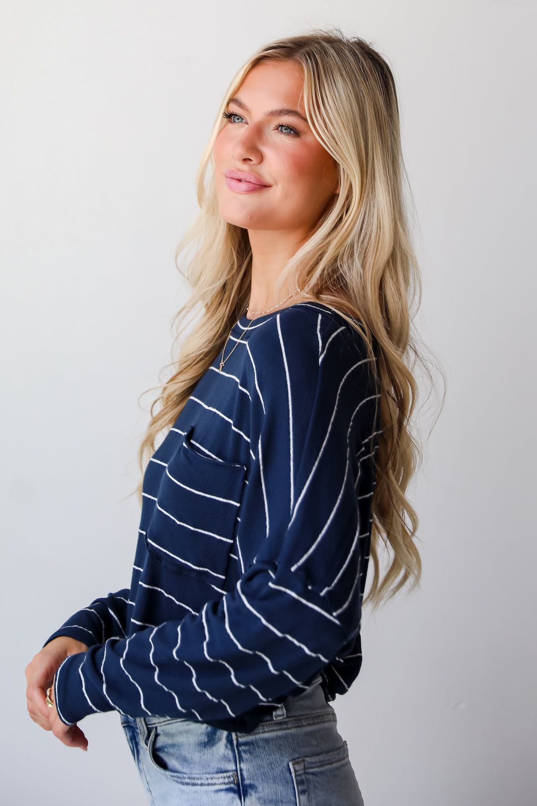 Cute Necessity Navy Striped Knit Top