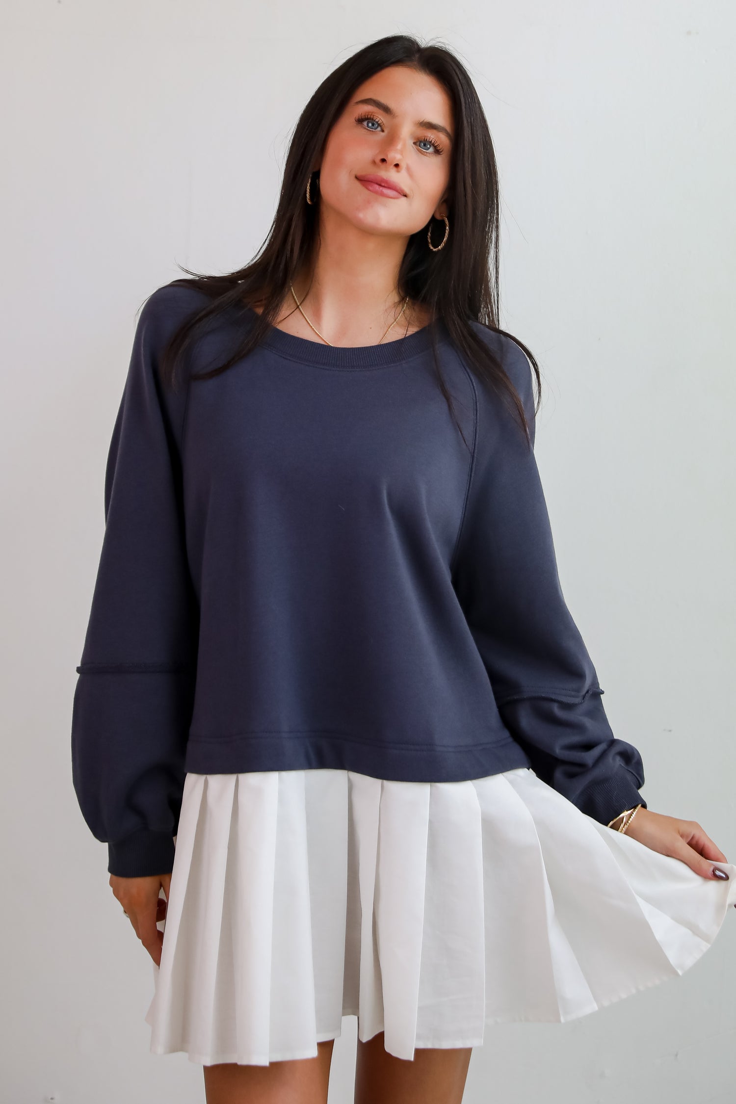 Contemporary Comfort Navy Sweatshirt Dress