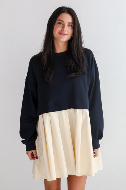 Convincing Charisma Navy Sweatshirt Dress