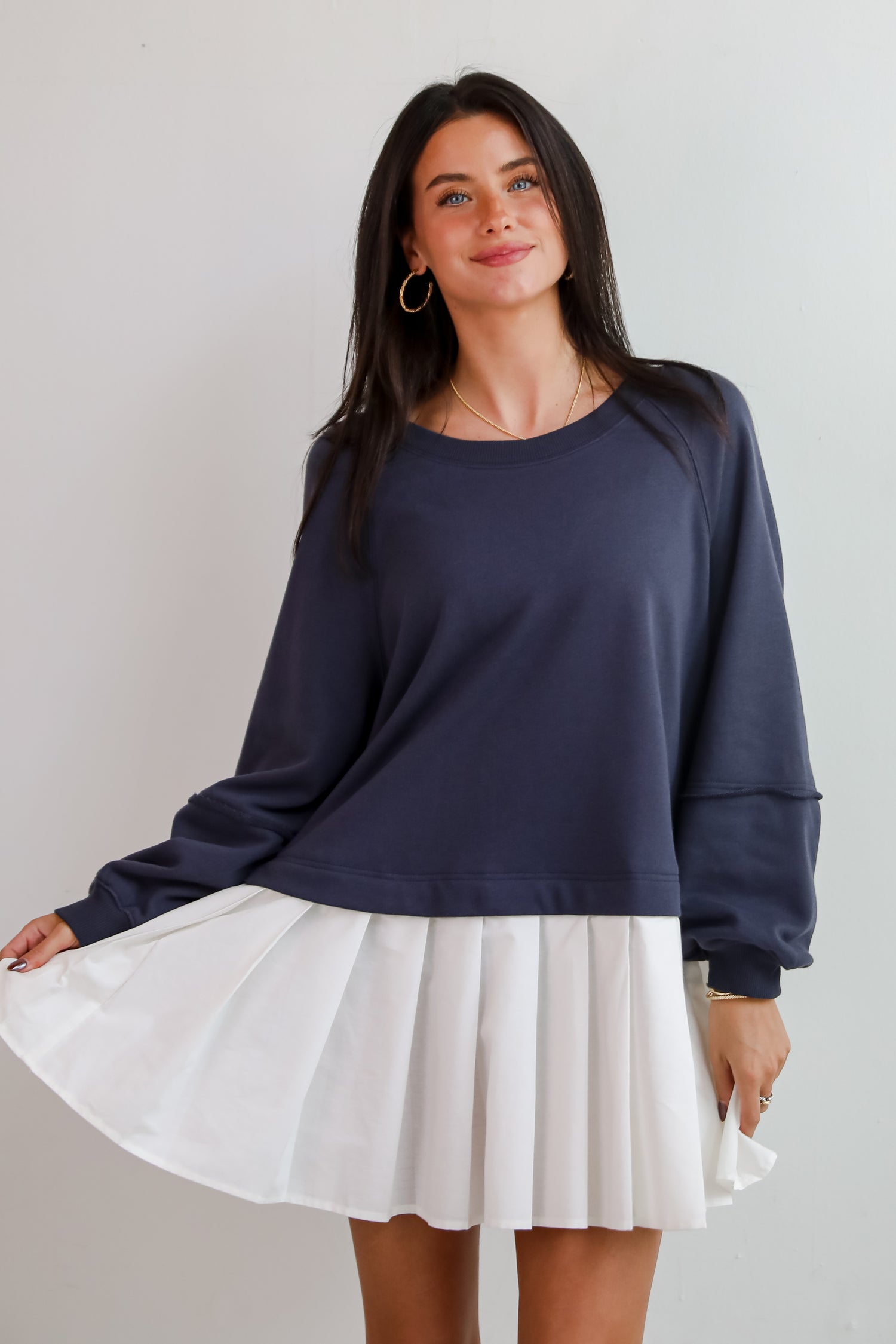 Contemporary Comfort Navy Sweatshirt Dress