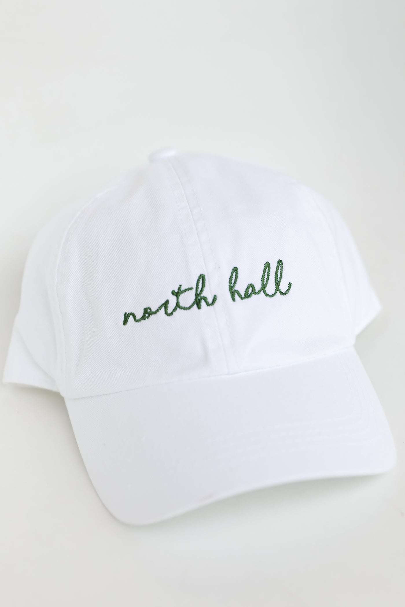 White North Hall Script Embroidered Hat flat lay