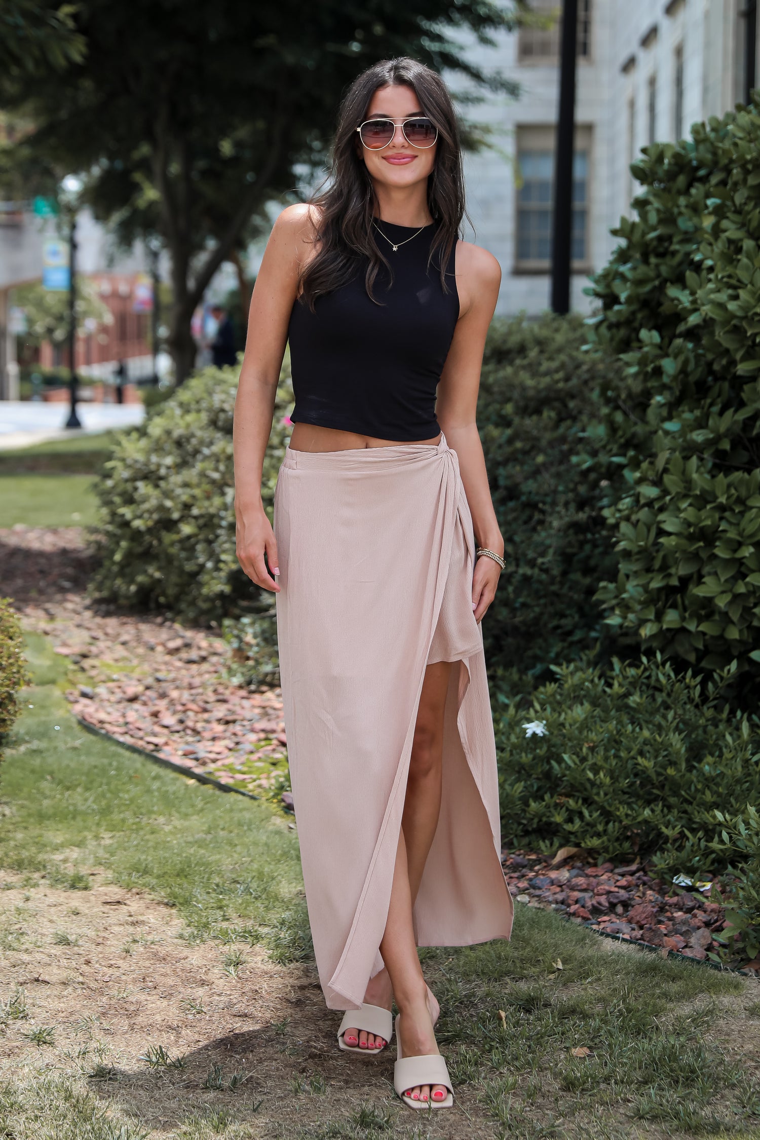 Classy Aesthetic Nude Maxi Skirt