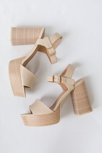 neutral heels Out And About Nude Platform Heels
