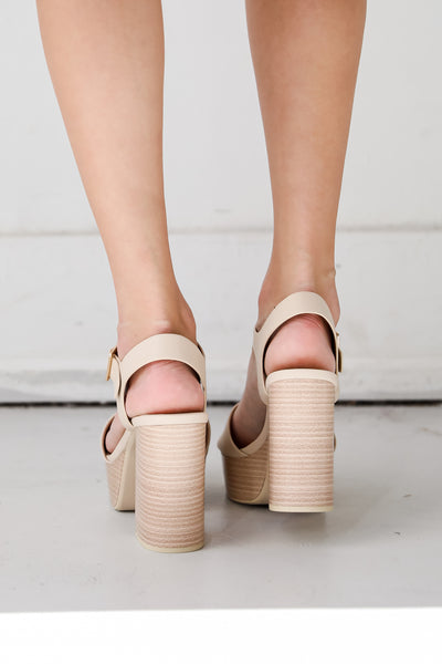 Out And About Nude Platform Heels womens tan heels