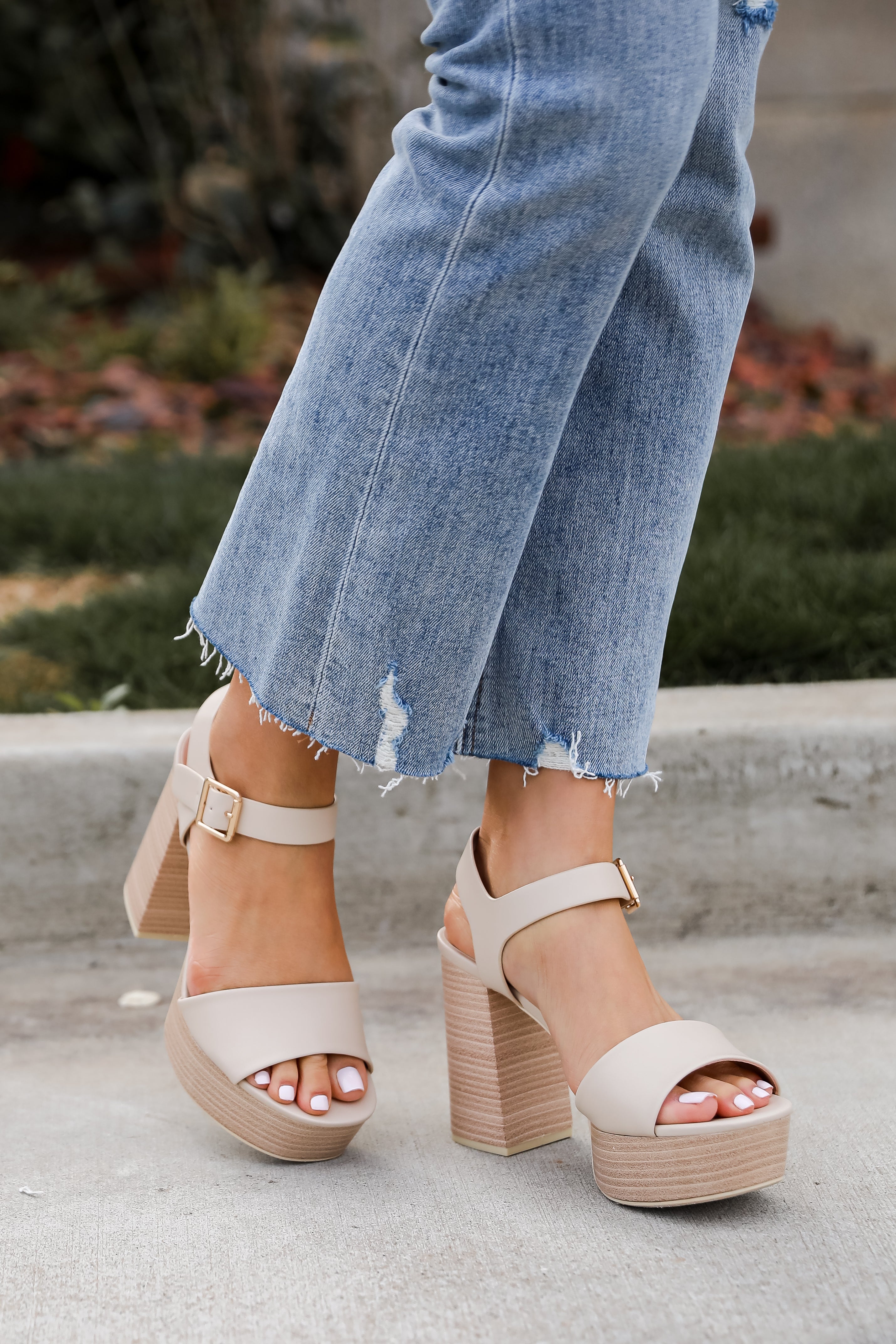 FINAL SALE Out And About Nude Platform Heels