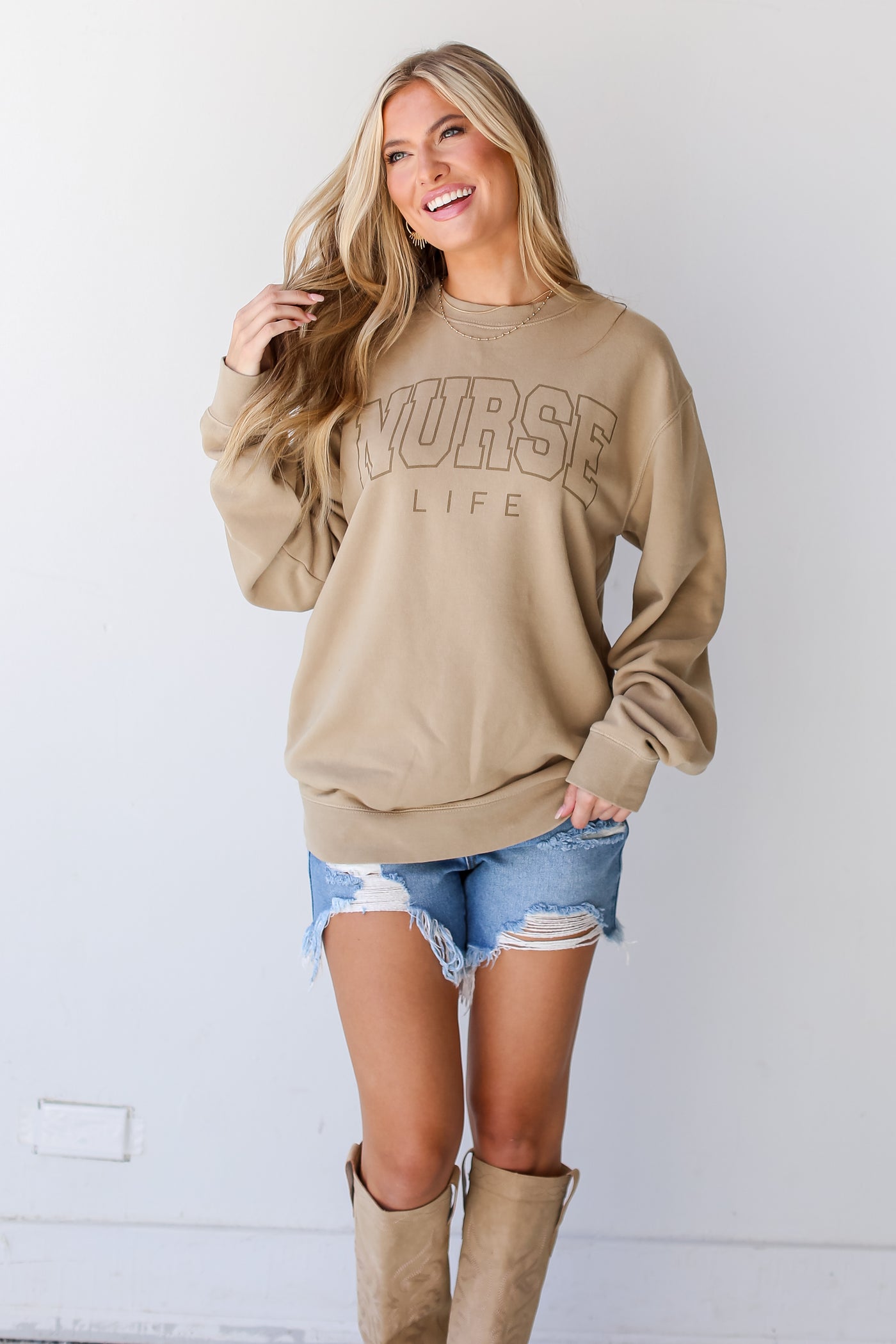 Tan Nurse Life Pullover front view