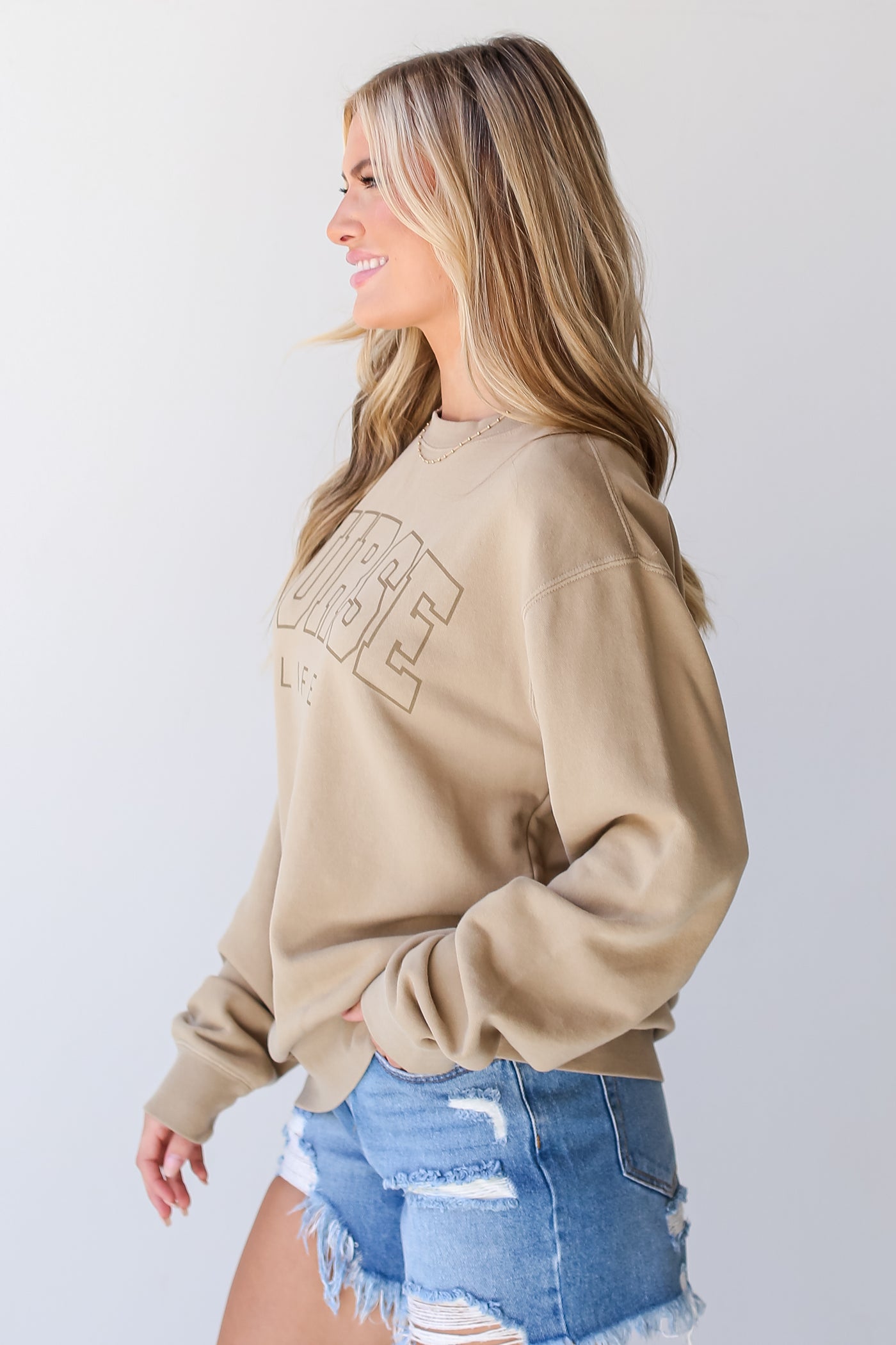 Tan Nurse Life Pullover side view