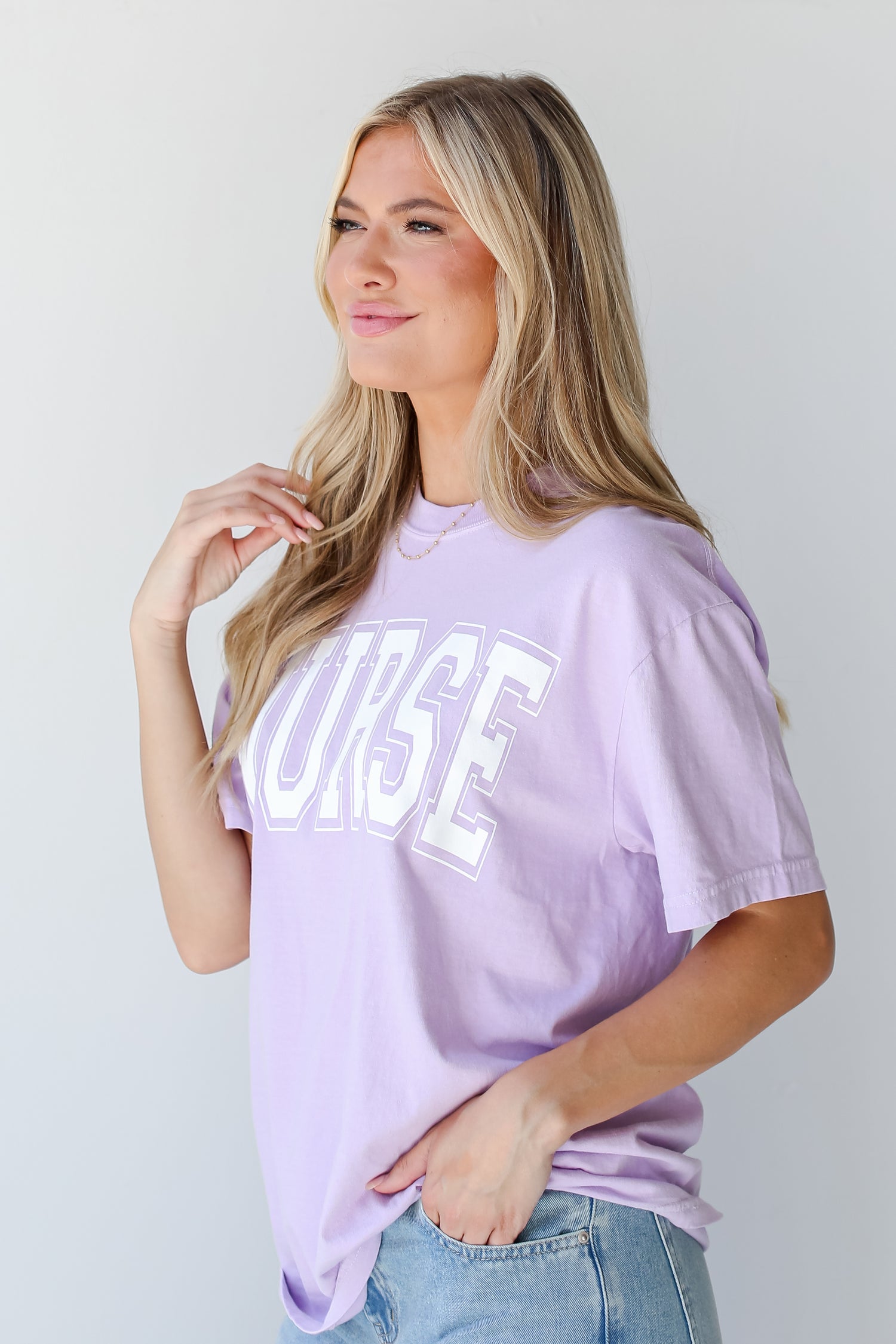 Lilac Nurse Tee side view