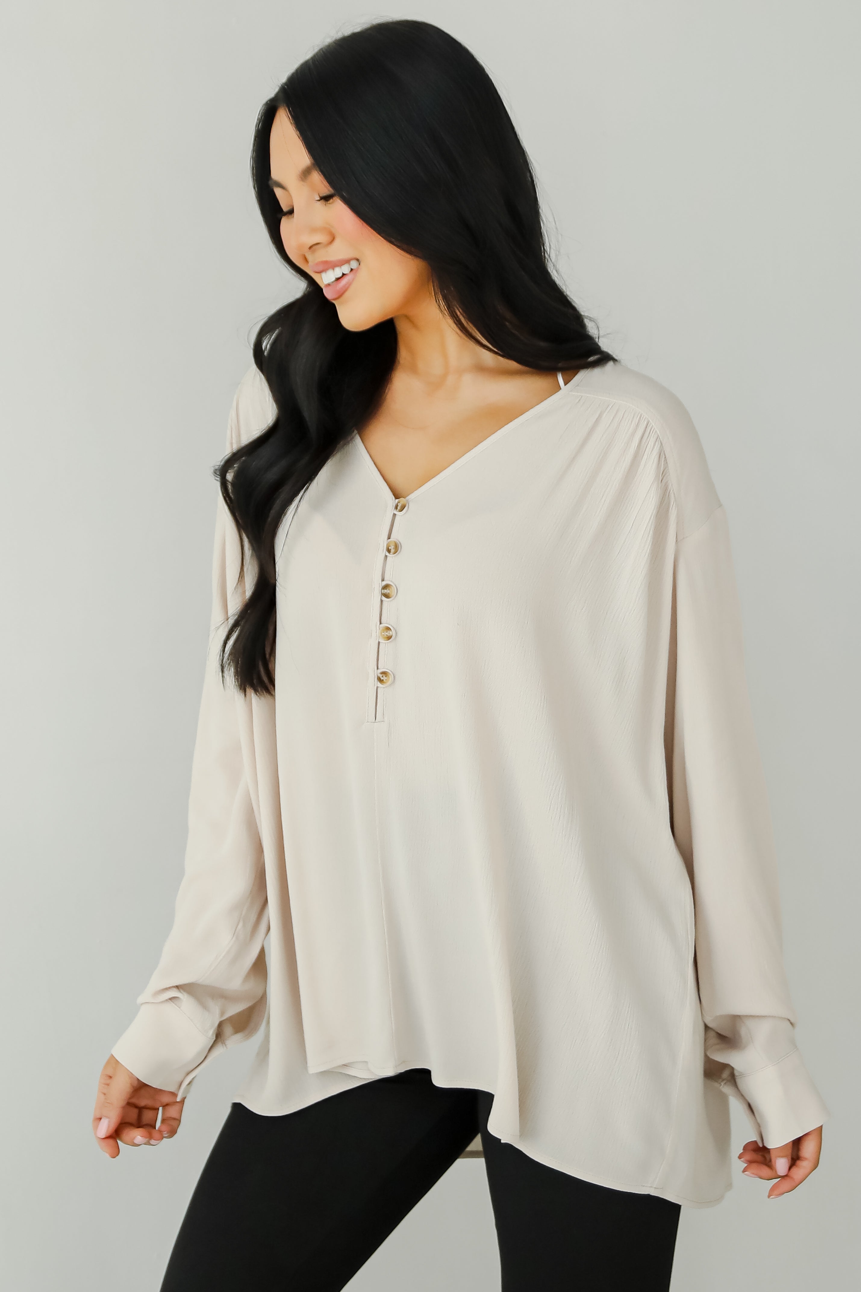 Unbelievable Allure Oatmeal Blouse