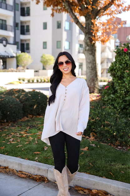 Unbelievable Allure Oatmeal Blouse