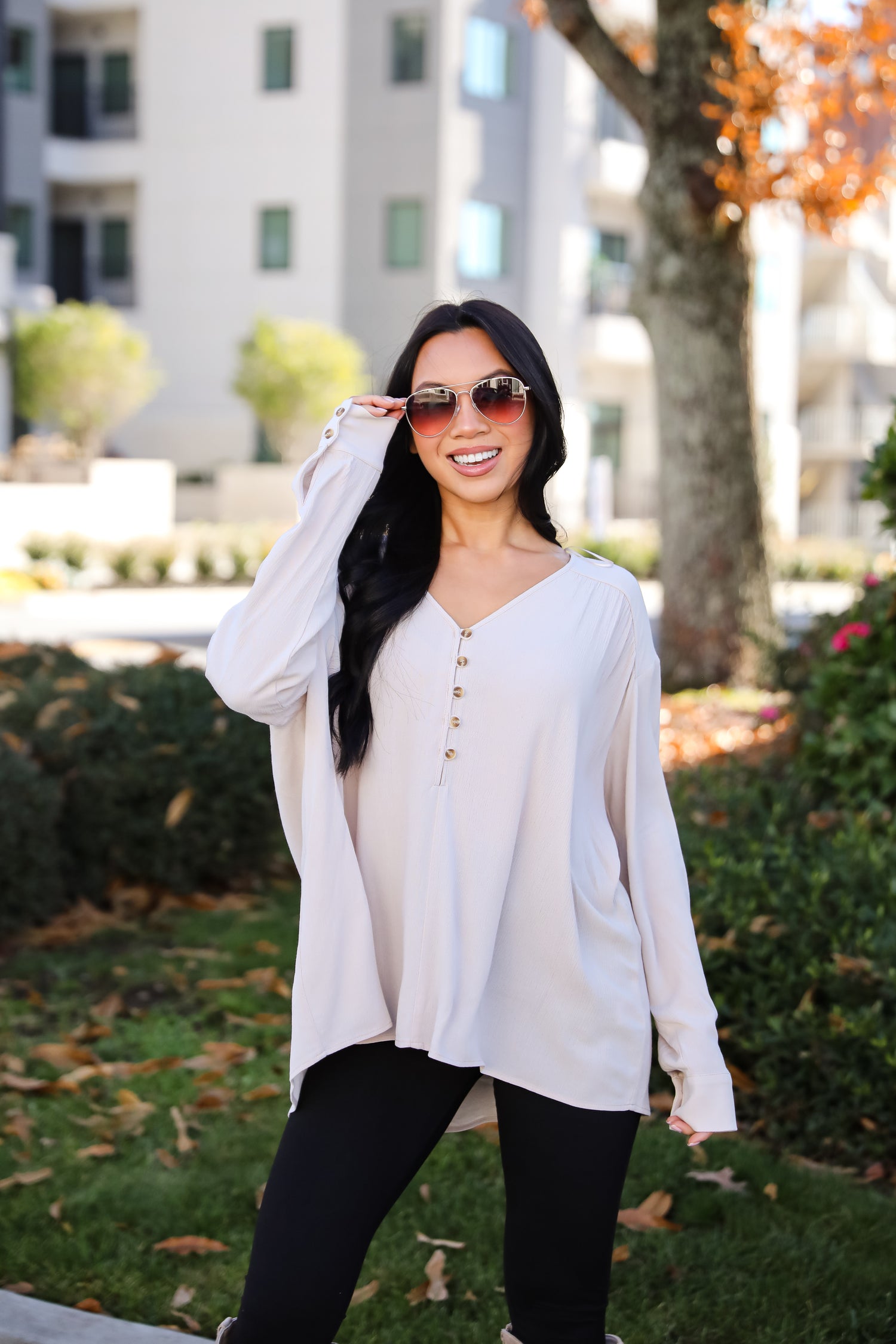 Unbelievable Allure Oatmeal Blouse