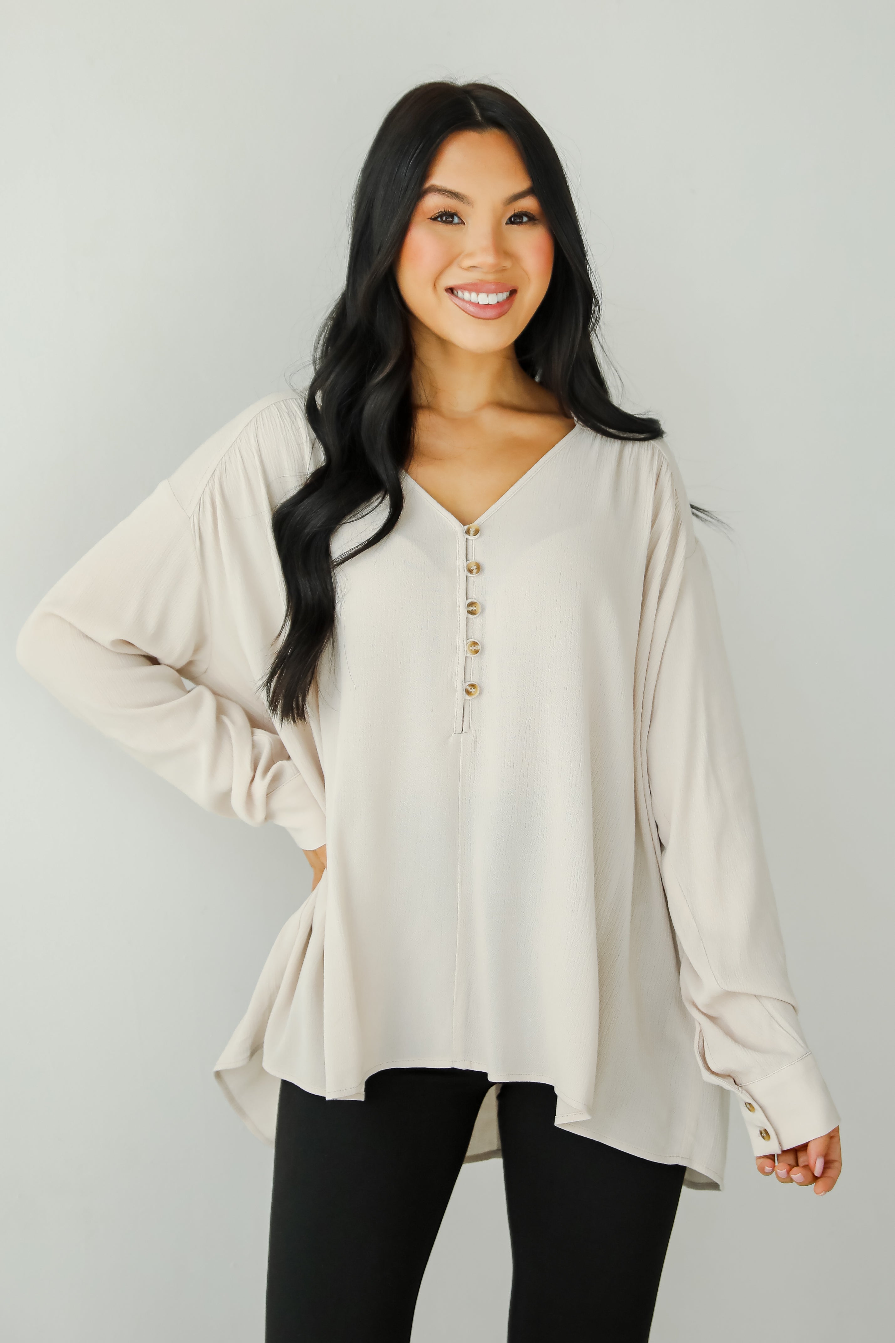 Unbelievable Allure Oatmeal Blouse