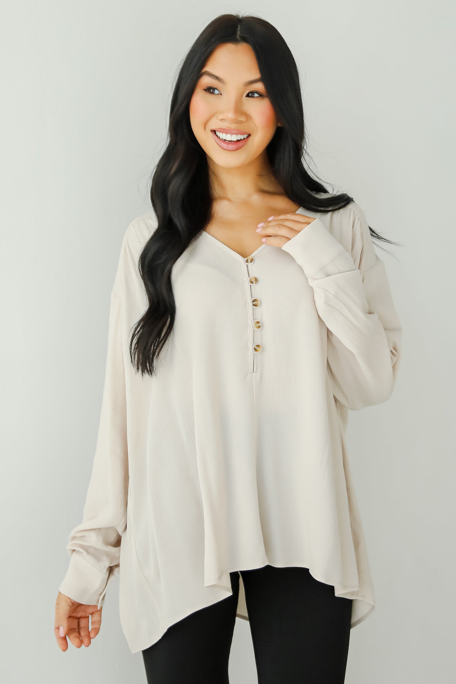 Unbelievable Allure Oatmeal Blouse