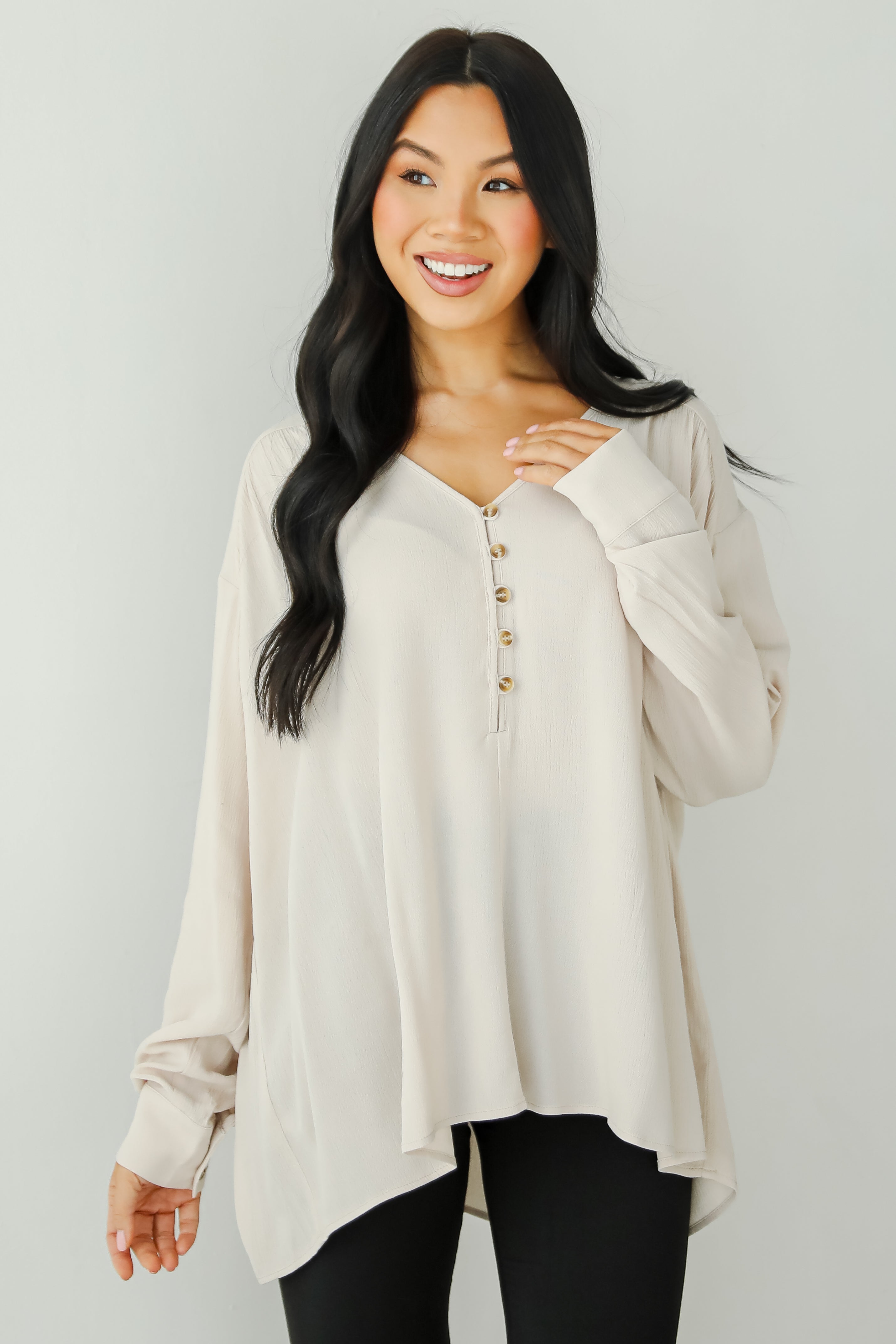 Unbelievable Allure Oatmeal Blouse