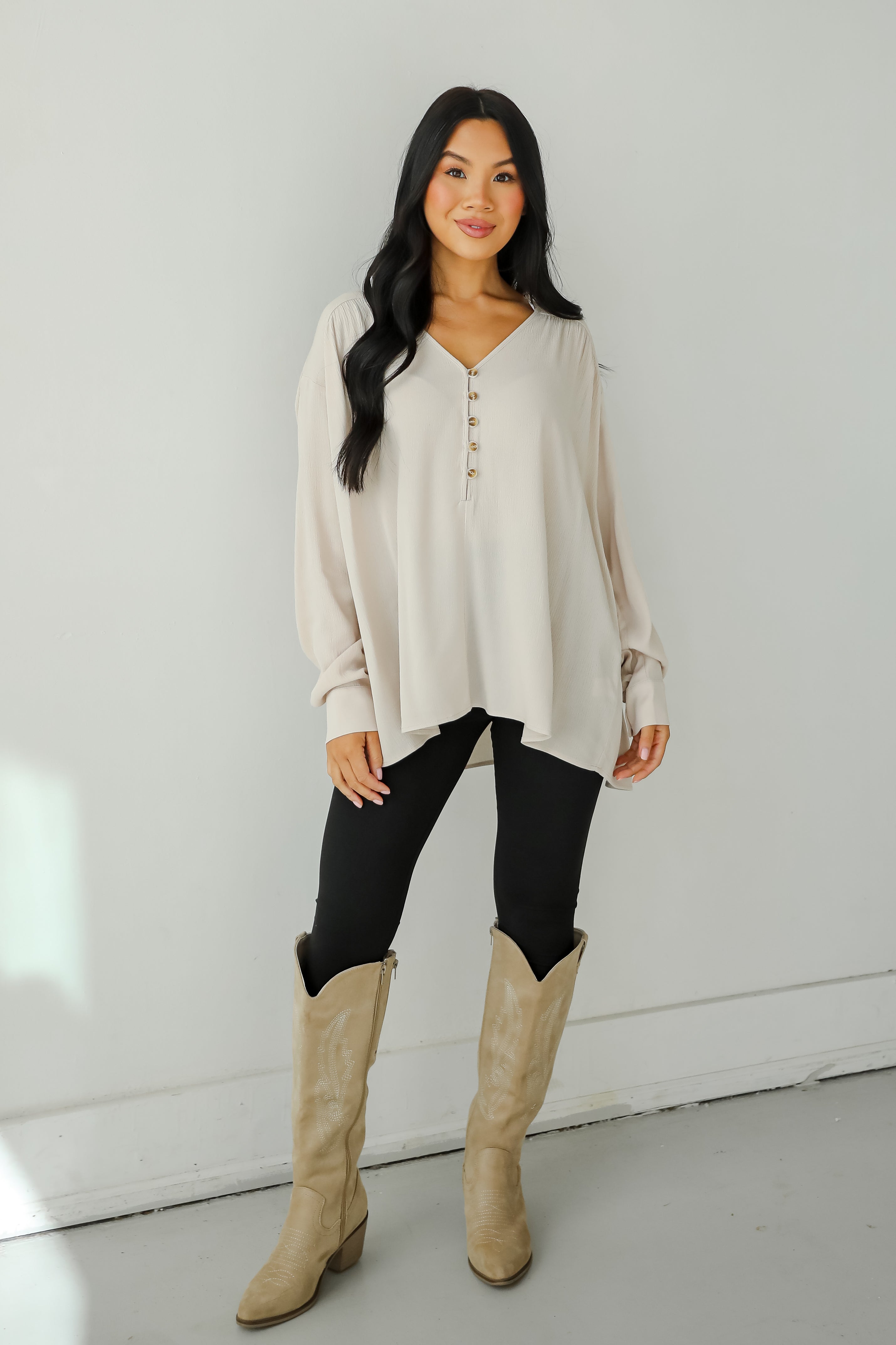 Unbelievable Allure Oatmeal Blouse