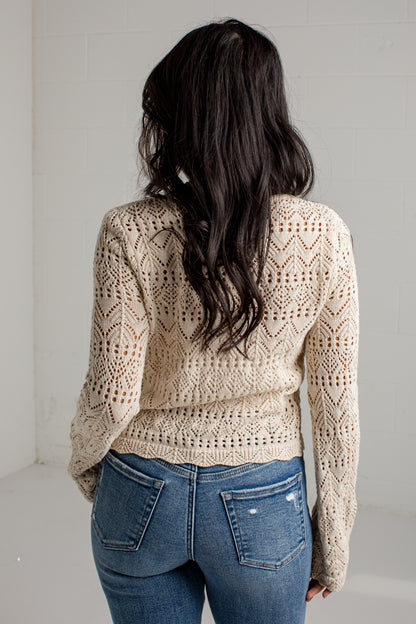 Fresh Focus Oatmeal Open Knit Top