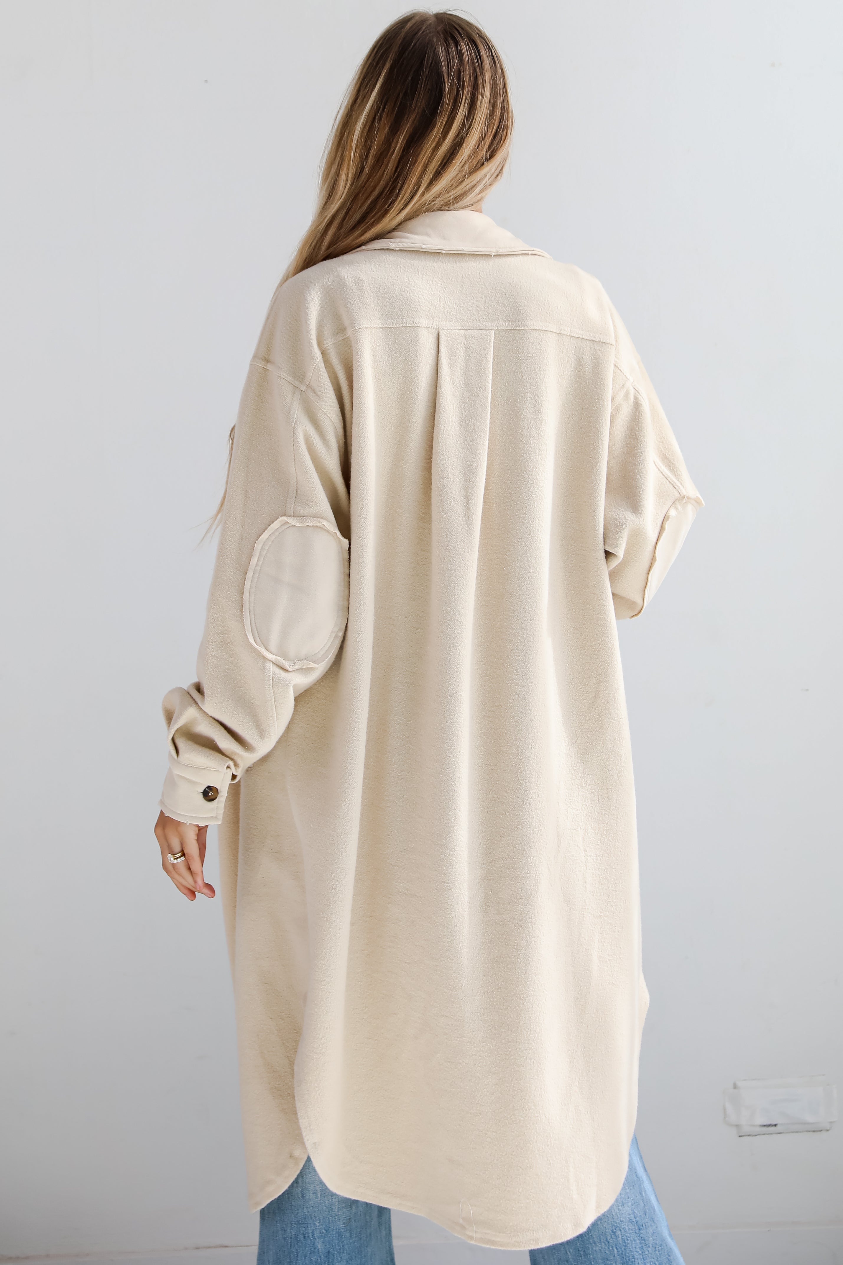 Undeniably Stylish Oatmeal Longline Shacket