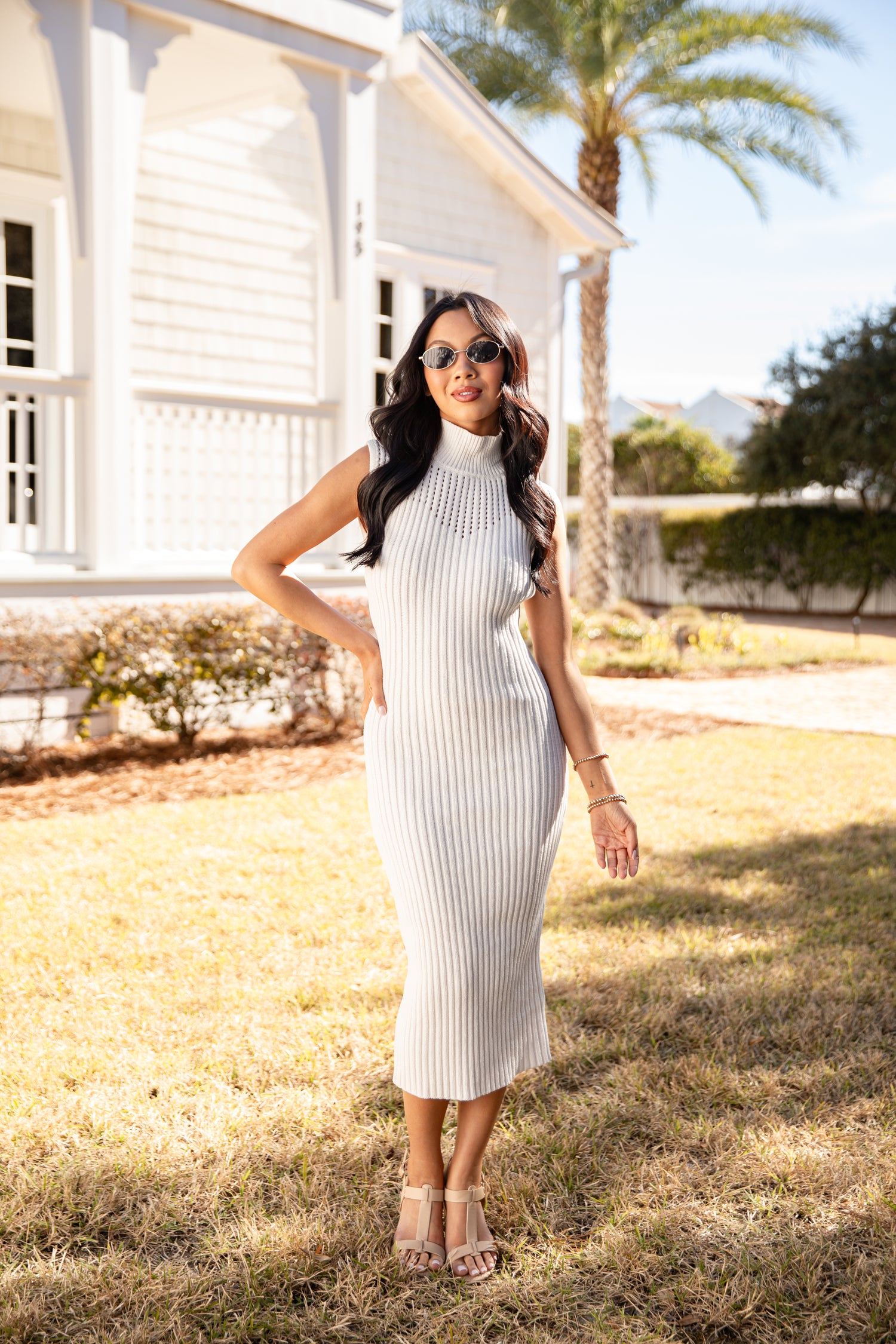 off white ribbed dress Provence Dress