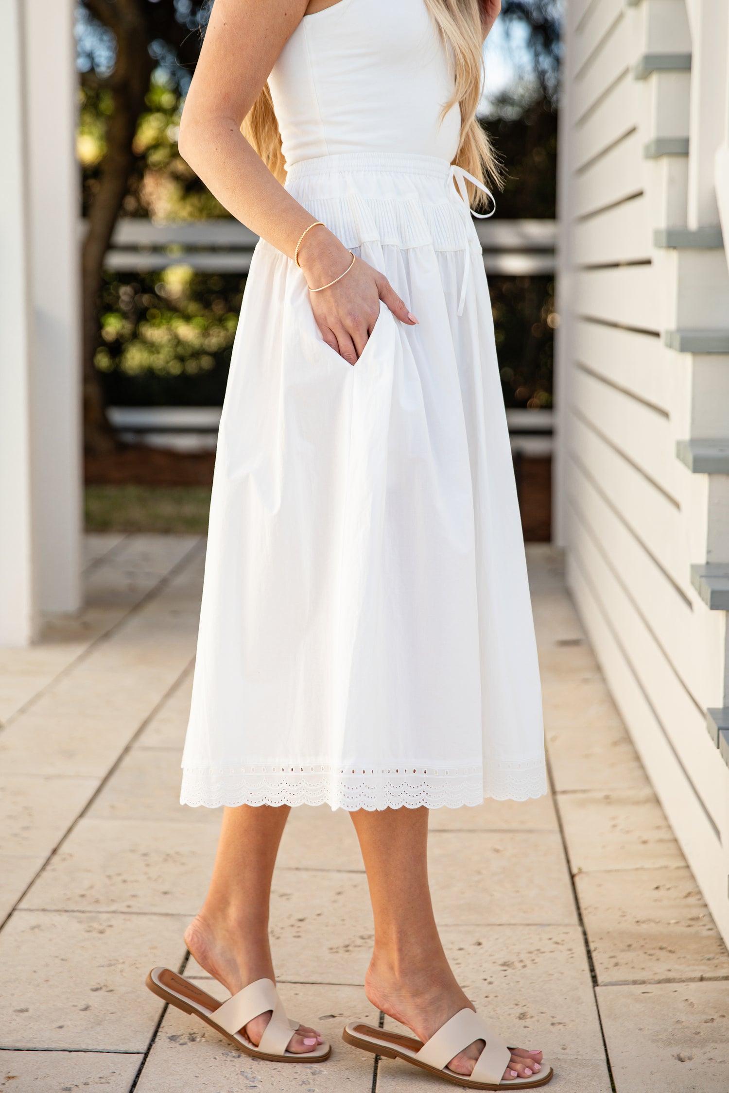 Off White Tiered Midi Skirt | Women's Trendy Skirts | ShopDressUp Off White / Small Off White Tiered Midi Skirt | Women's Trendy Skirts | ShopDressUp Off White / Small