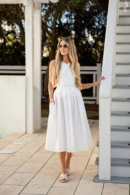 white tiered midi dress Off White Tiered Midi Skirt | Women's Trendy Skirts