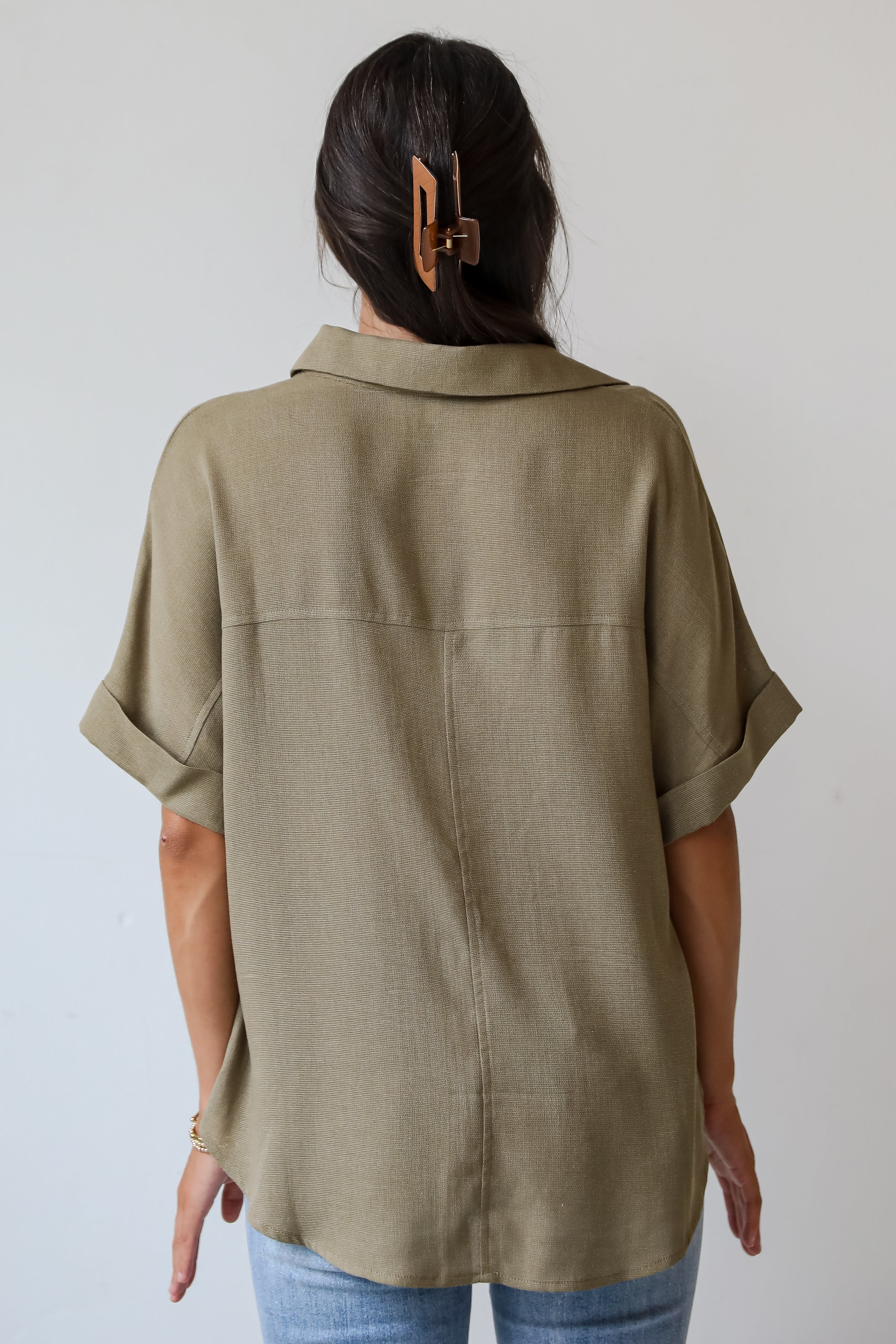 Breezy Fascination Olive Blouse