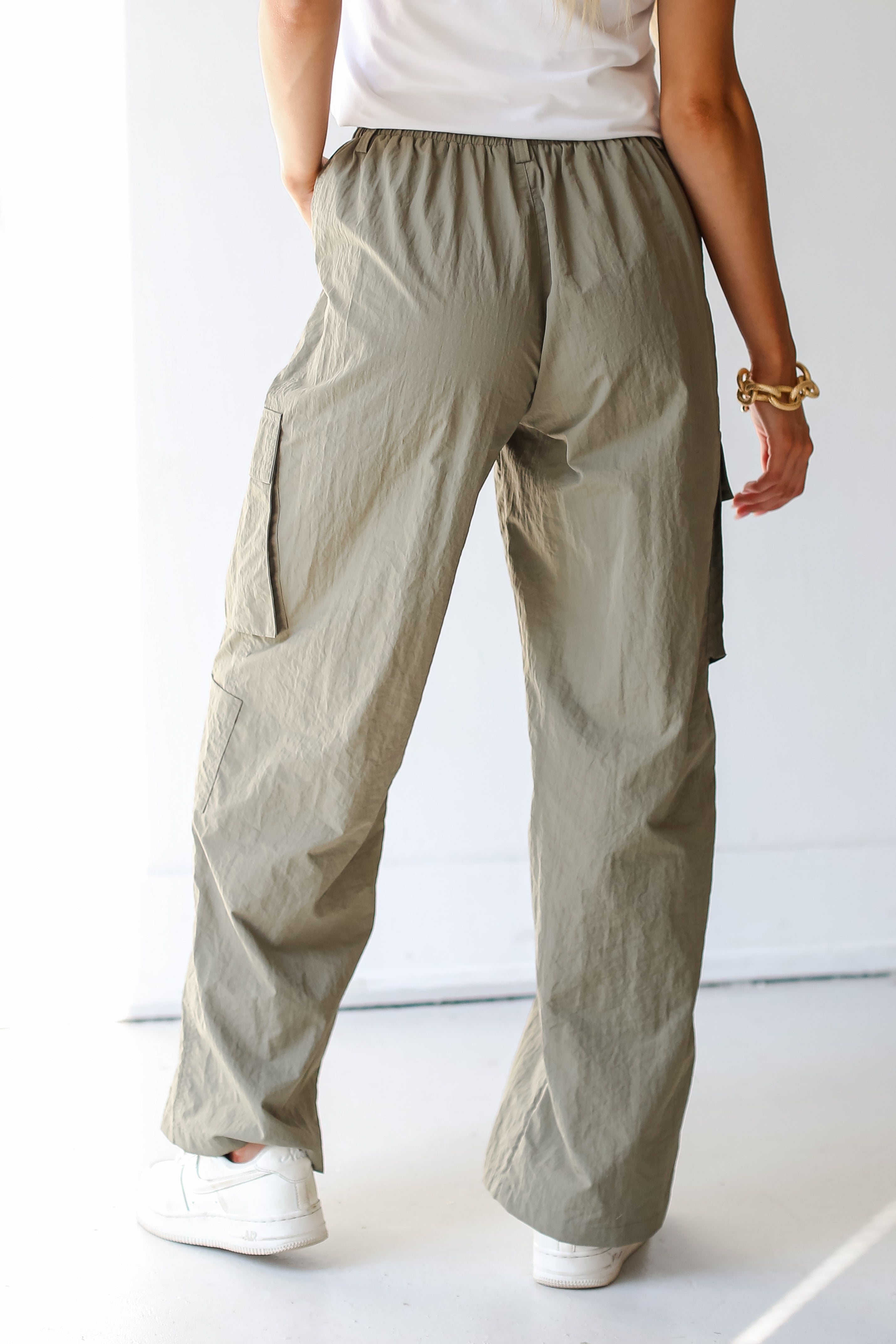 olive Cargo Pants back view