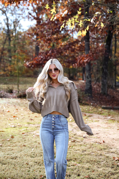 Perfectly Effortless Olive Collared Sweater