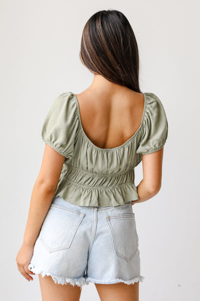 olive Crop Top back view