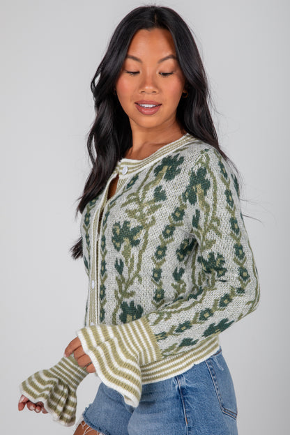 green floral sweater