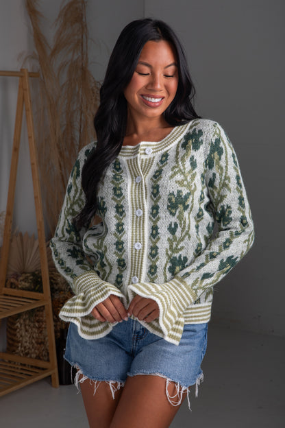 green floral sweater