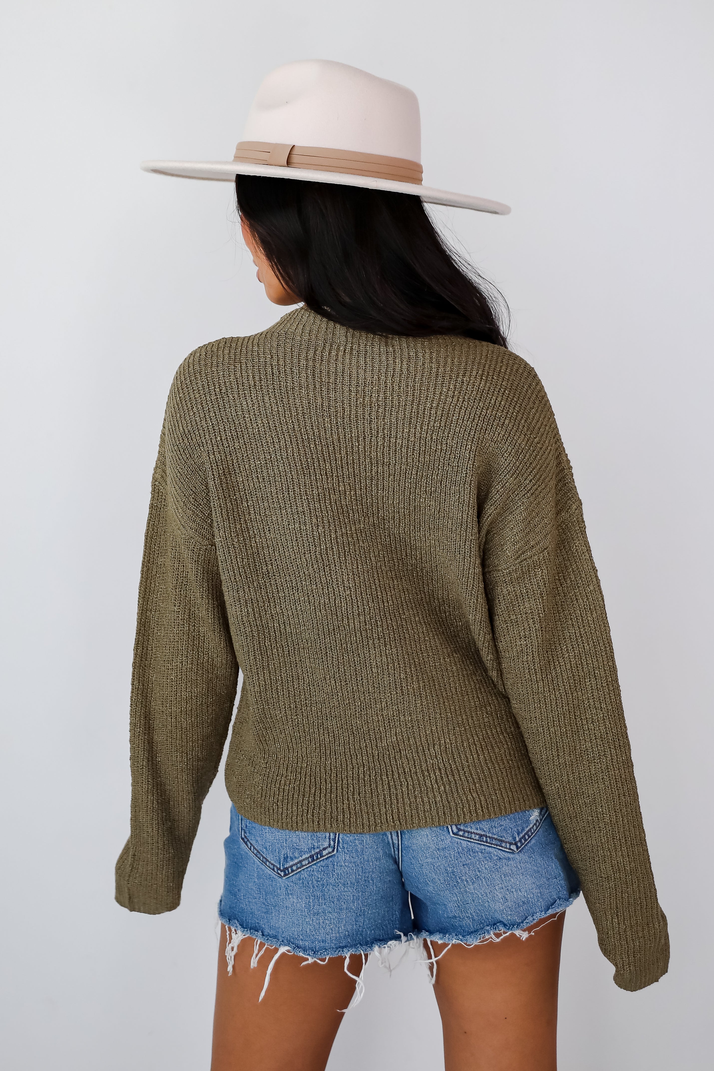 Maximum Cozy Olive Lightweight Knit Sweater