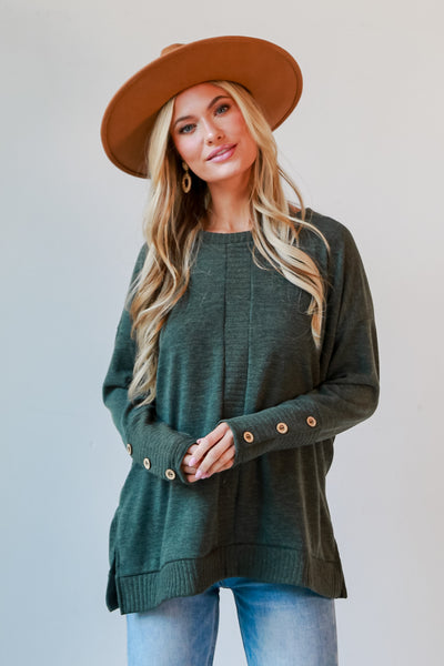 lightweight Olive Knit Top