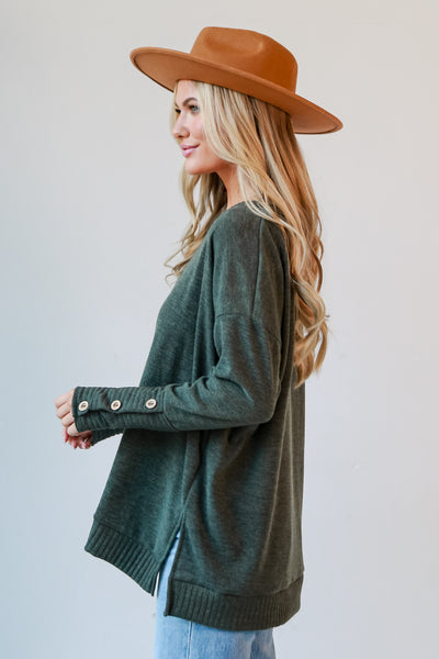 trendy Olive Knit Top