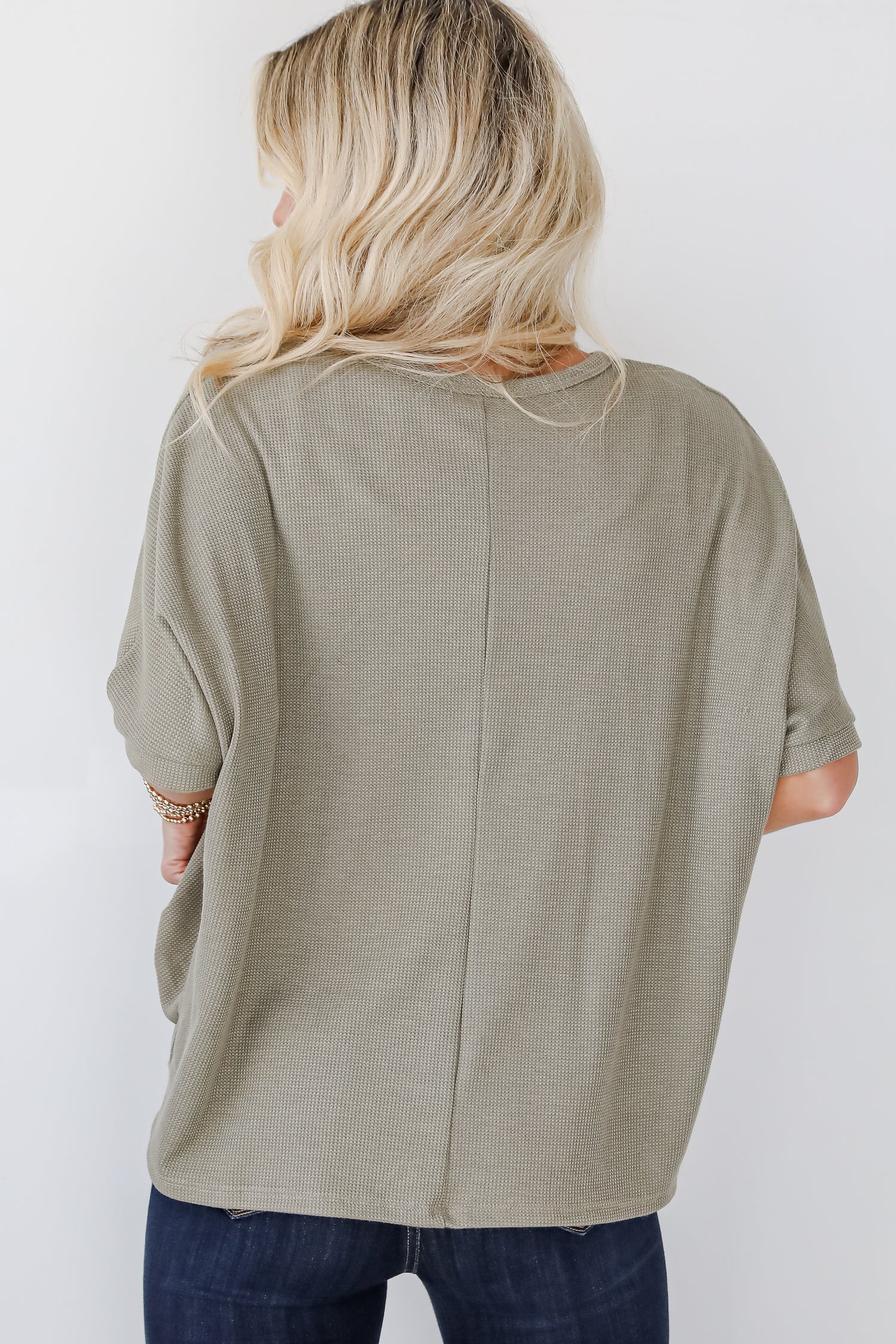 Missy Olive Waffle Knit Top