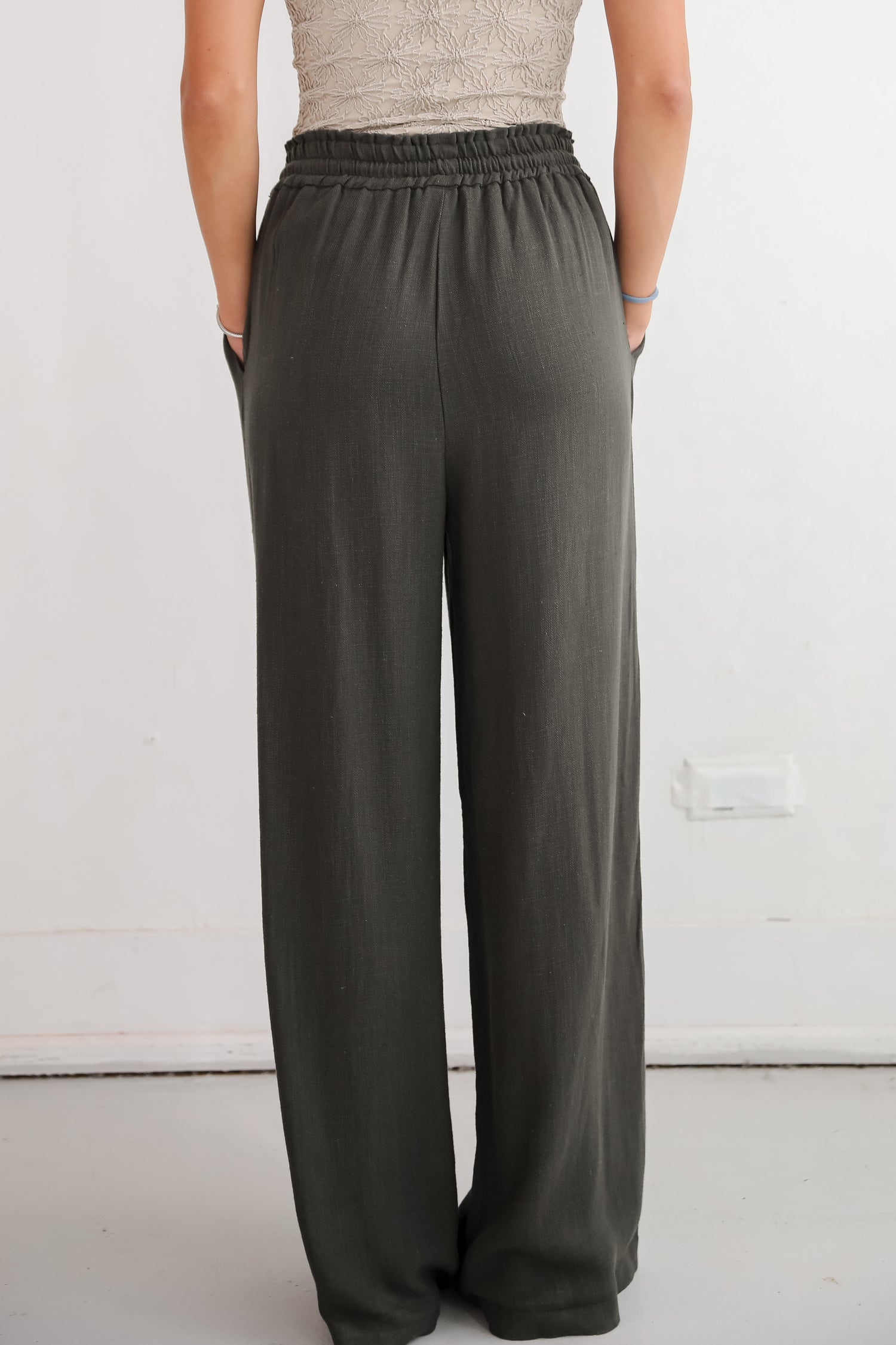 Distinctive Charm Olive Linen Pants