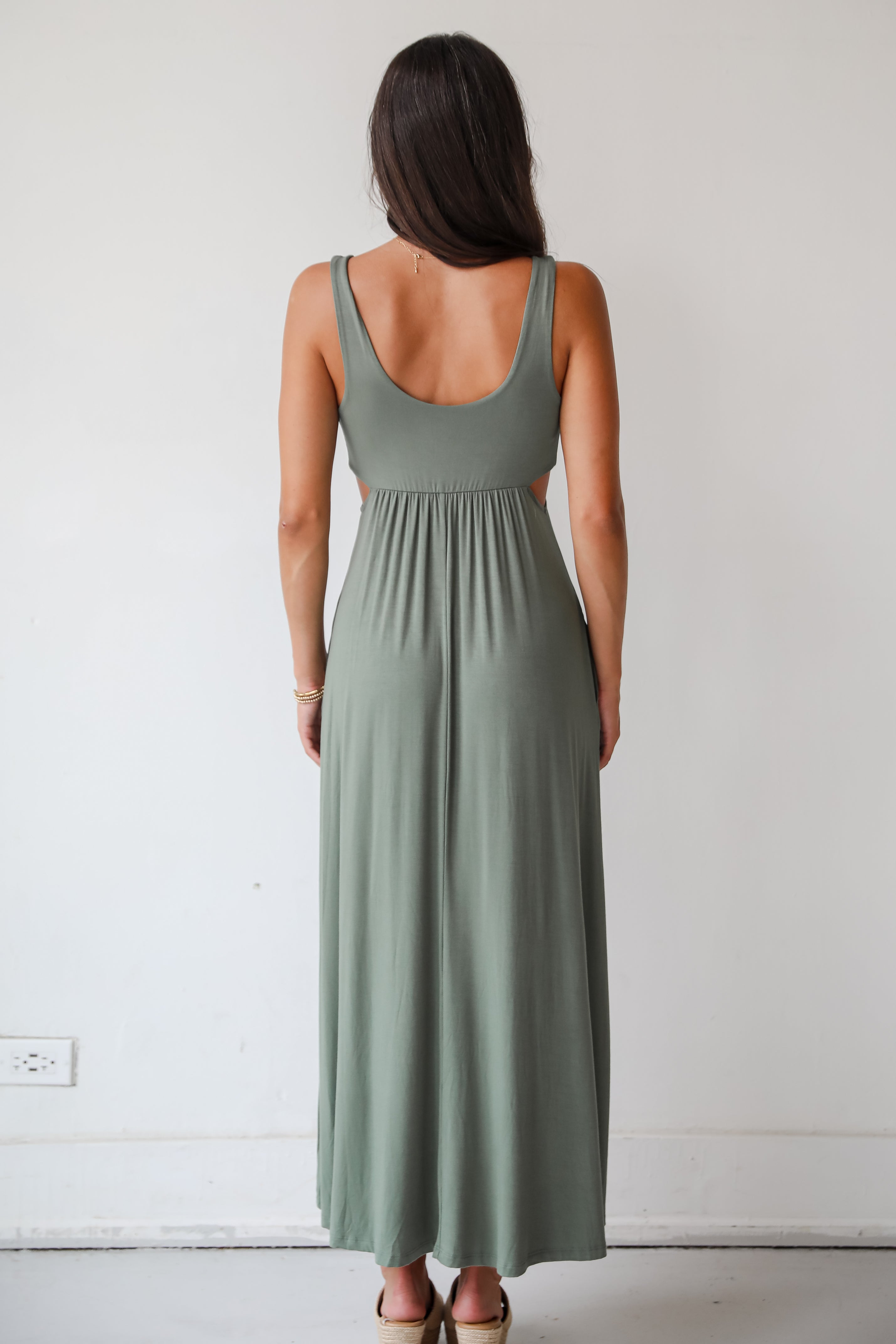 Advanced Style Olive Cutout Maxi Dress