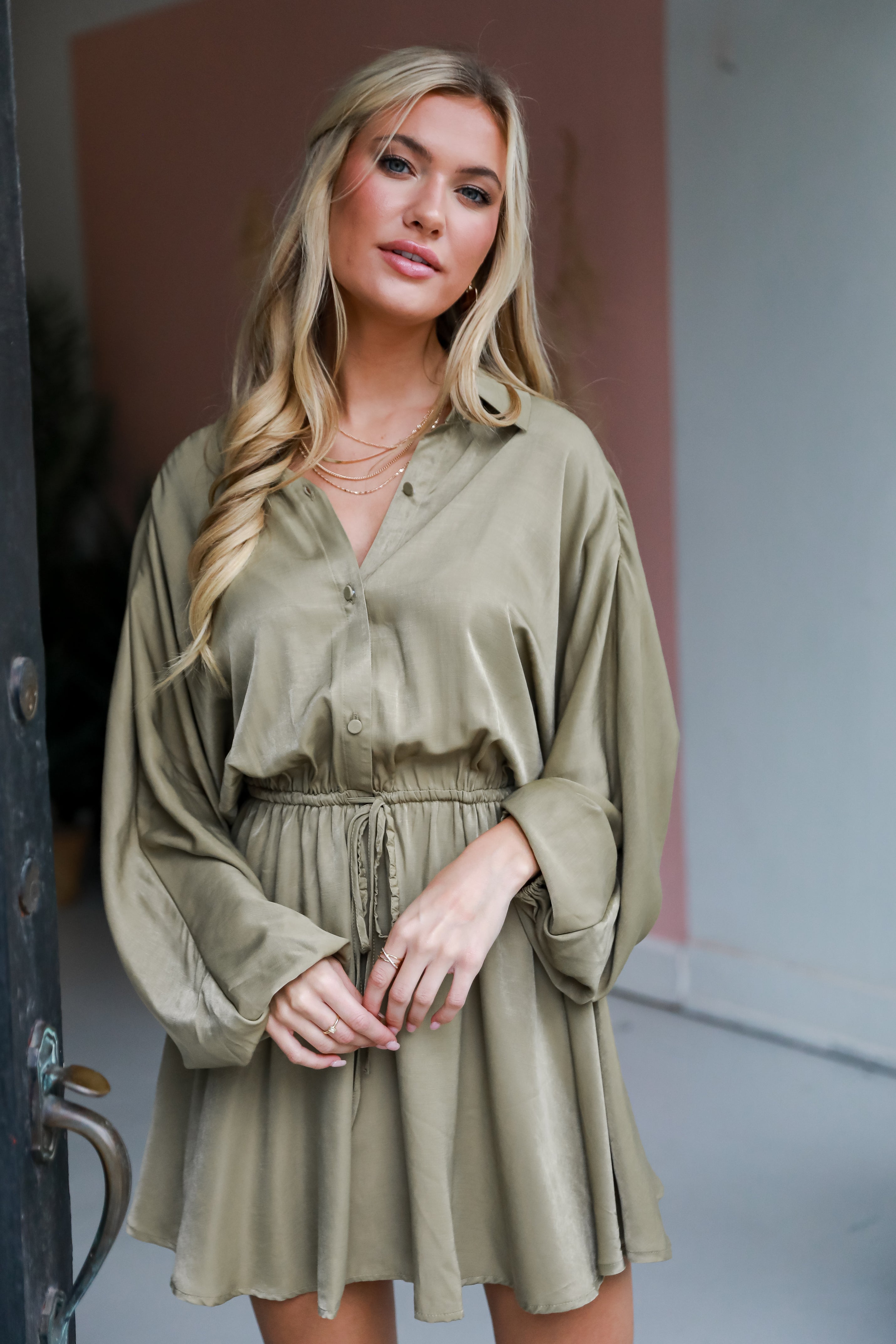 olive green Mini Dress