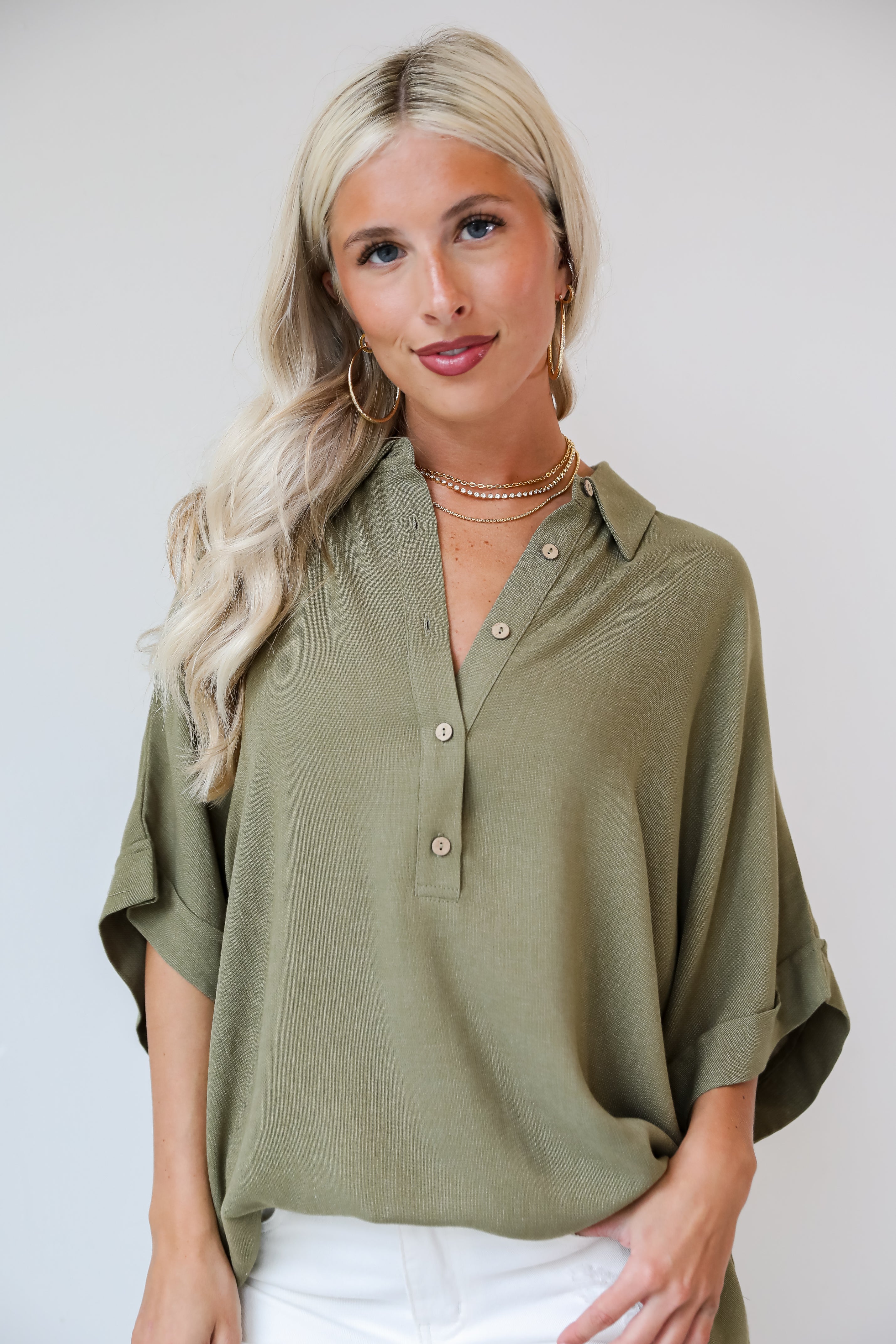 Olive Oversized Blouse for women