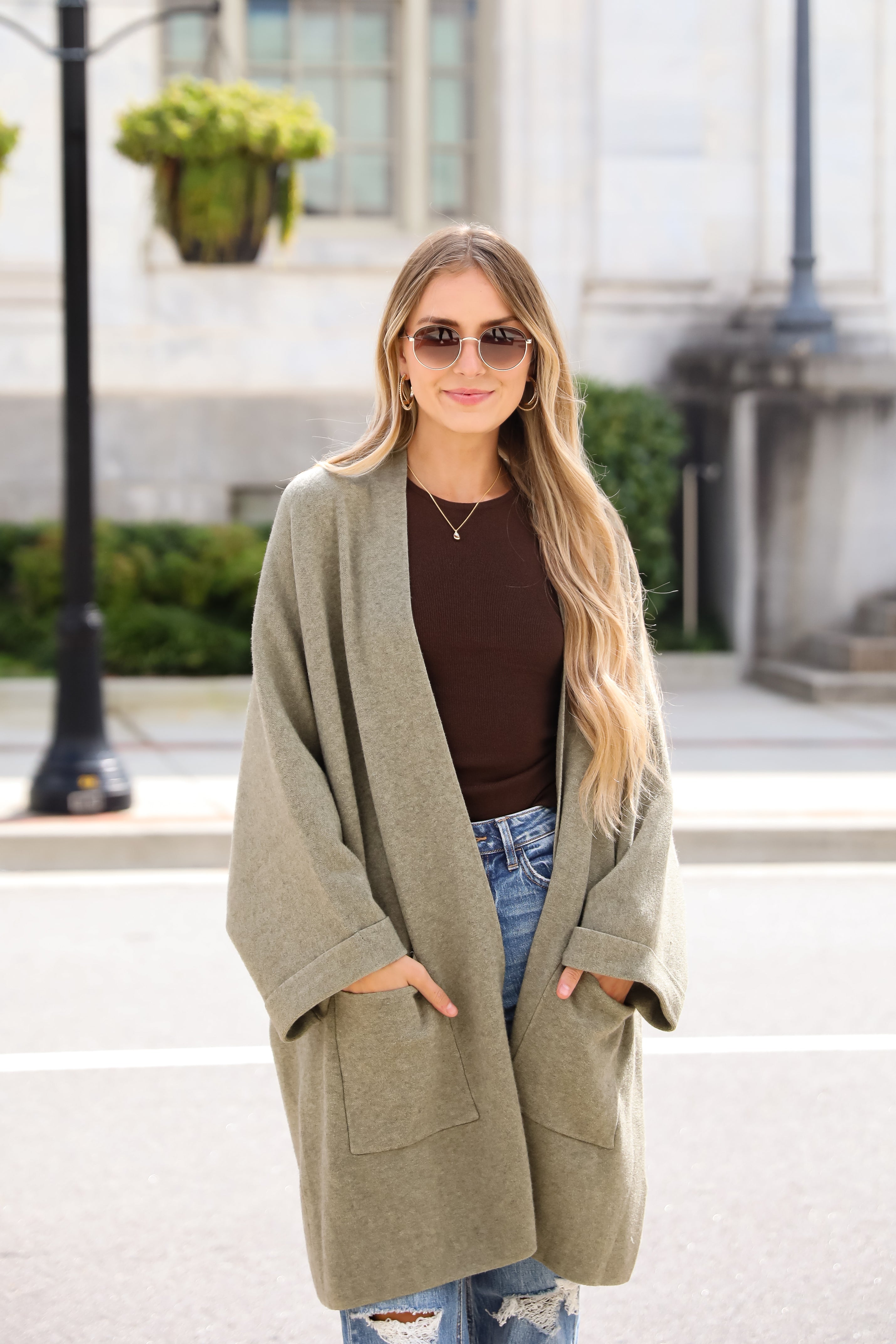 Cabin Cuteness Olive Oversized Cardigan