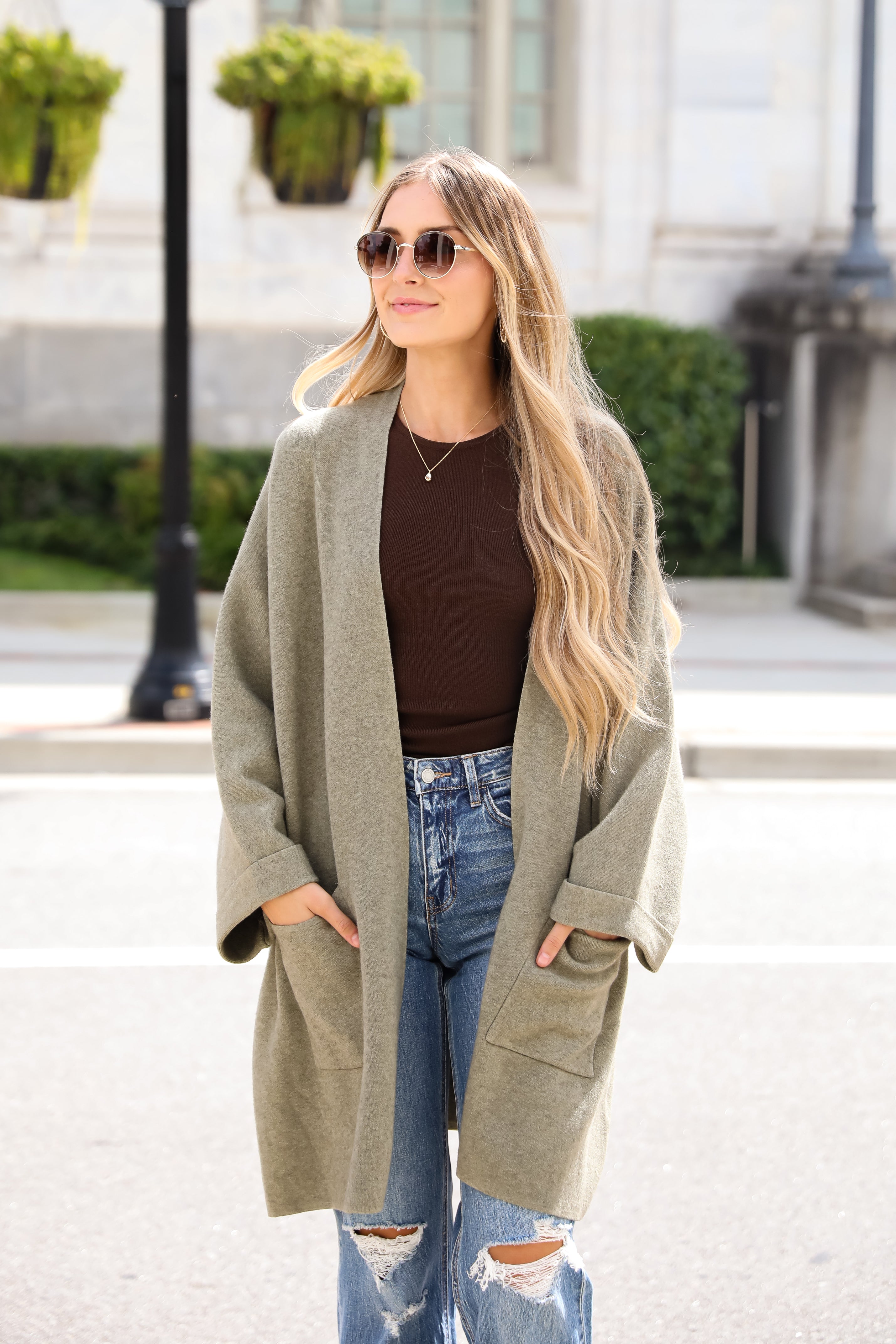 Cabin Cuteness Olive Oversized Cardigan