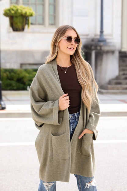 Cabin Cuteness Olive Oversized Cardigan