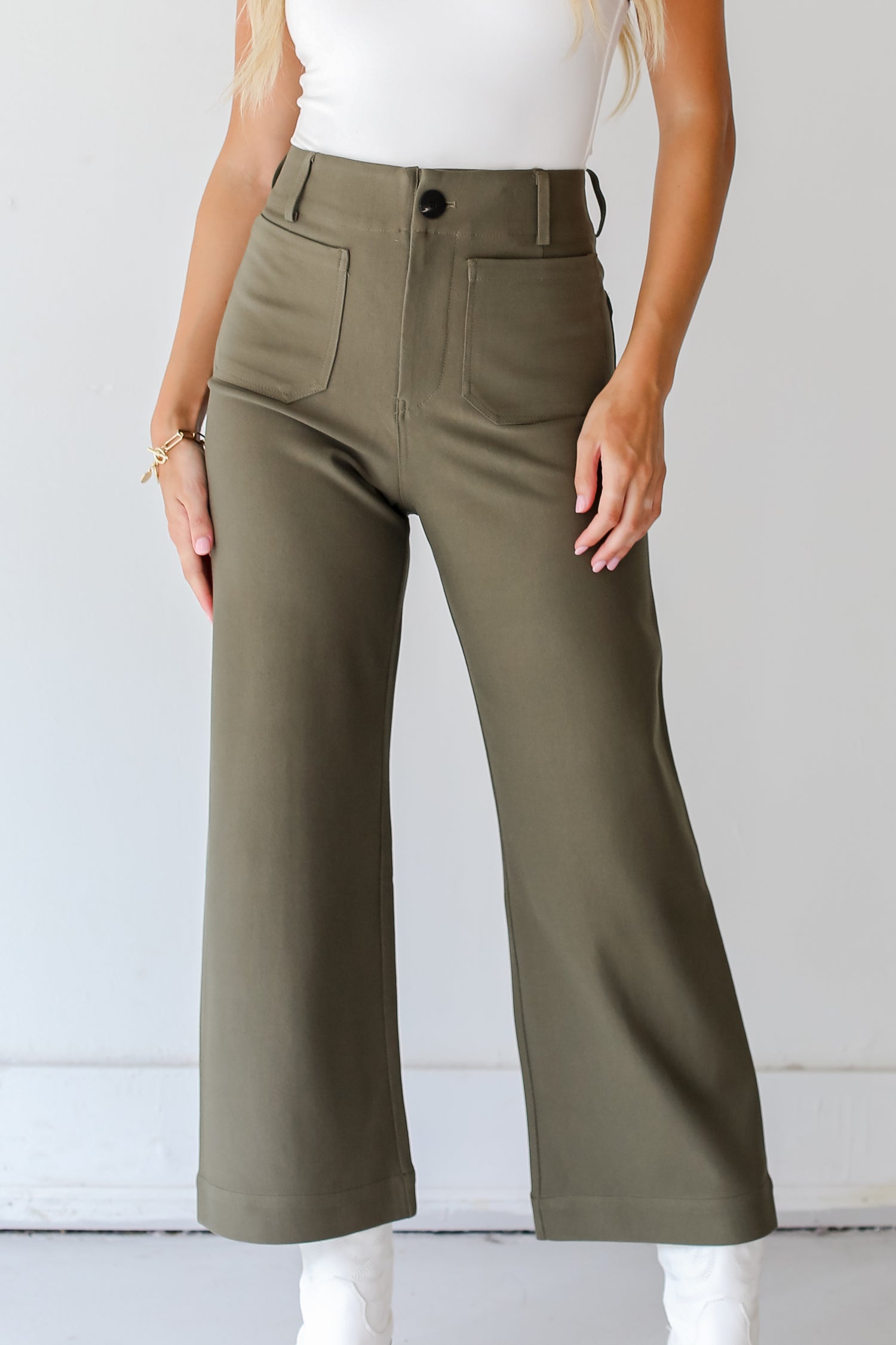 olive Trouser Pants close up