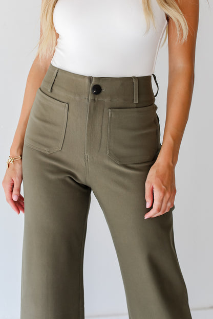 olive Trouser Pants close up view